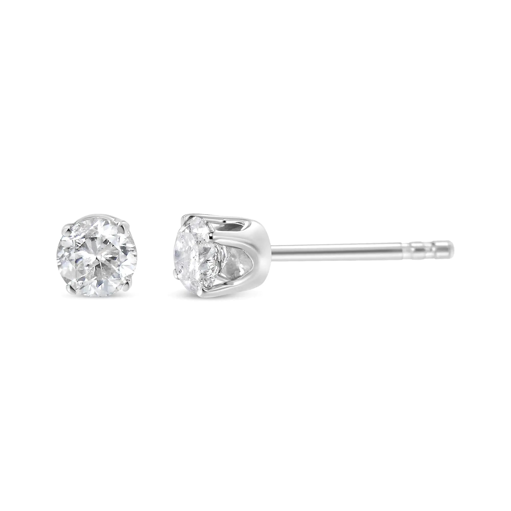Style Loft Collection Brilliant-Cut 14K White Gold 5/8 Ctw Round Lab Grown Diamond Classic 4-Prong Push back Stud Earrings (F-G Color, VS1-VS2 Clarity)
