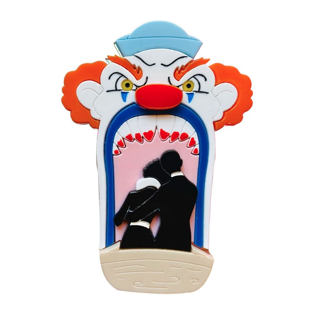 Creepy Funfair Collection - Scary Clown Tunnel Acrylic Brooch by Makokot Design