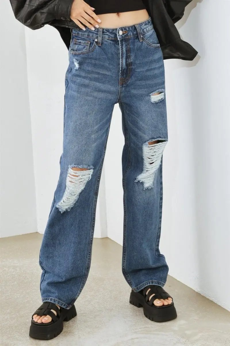 Trendsi Distressed High Waist Jeans Women&amp;#39;s Fashion Denim USA Shipped