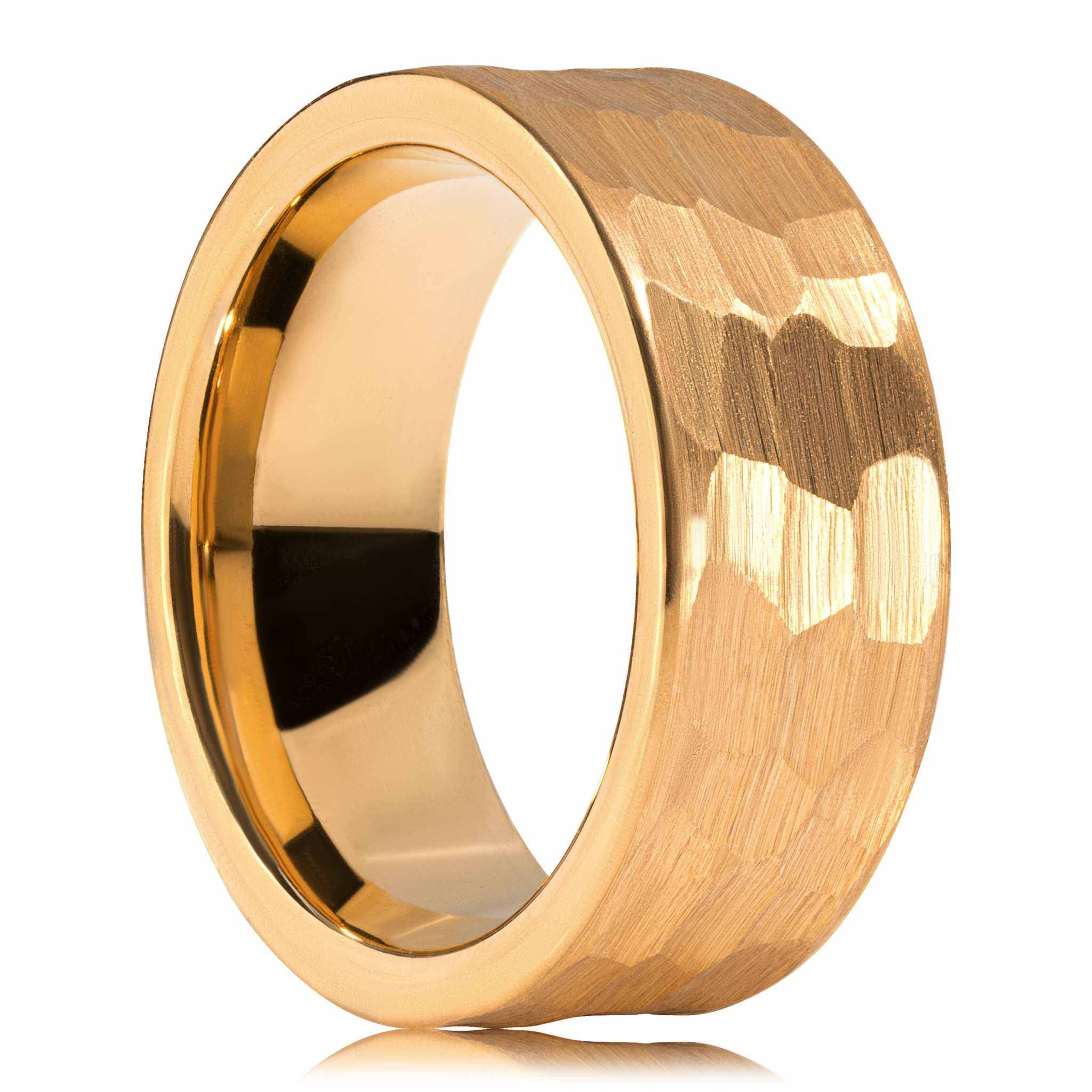 Hammered Gold Tungsten Carbide Ring