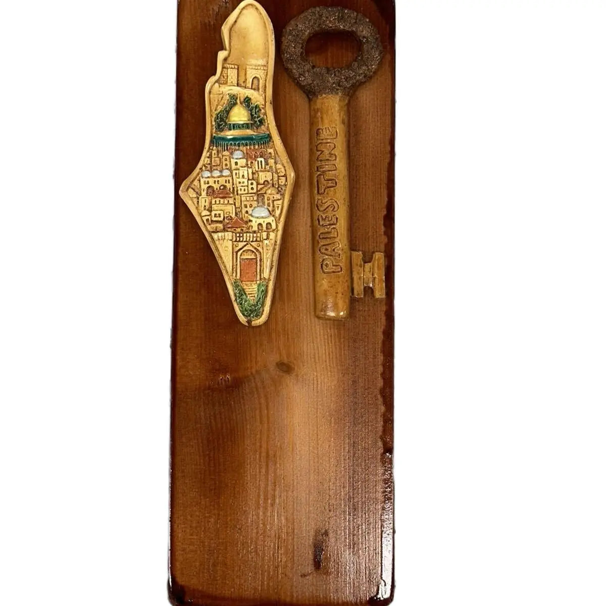 Handmade Wooden Frame Palestine Map with Key of Freedom: Vintage Charm and Cultural Heritage 40 BY 22 CM