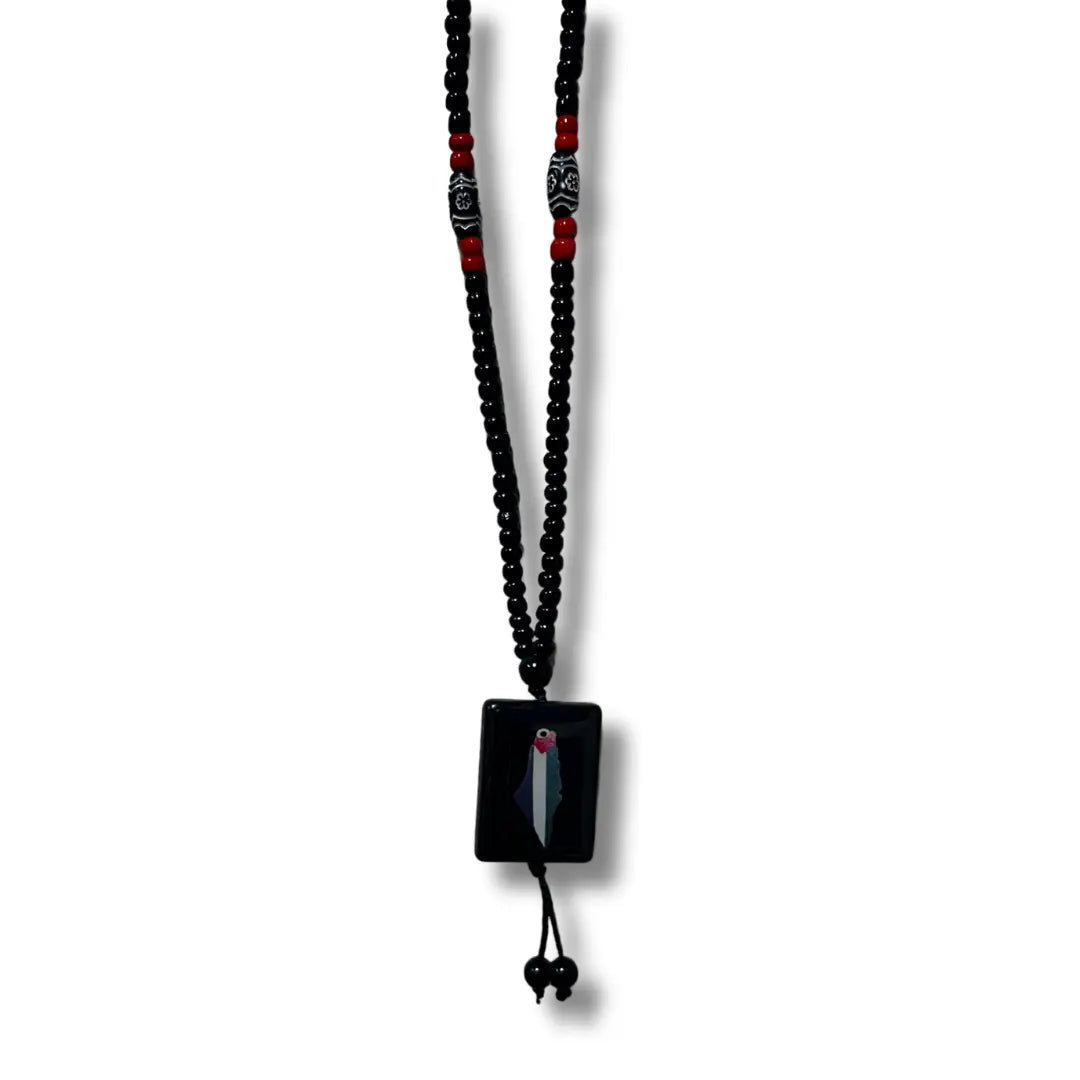 Handmade Palestine Necklace – Unique Black and Red Beads