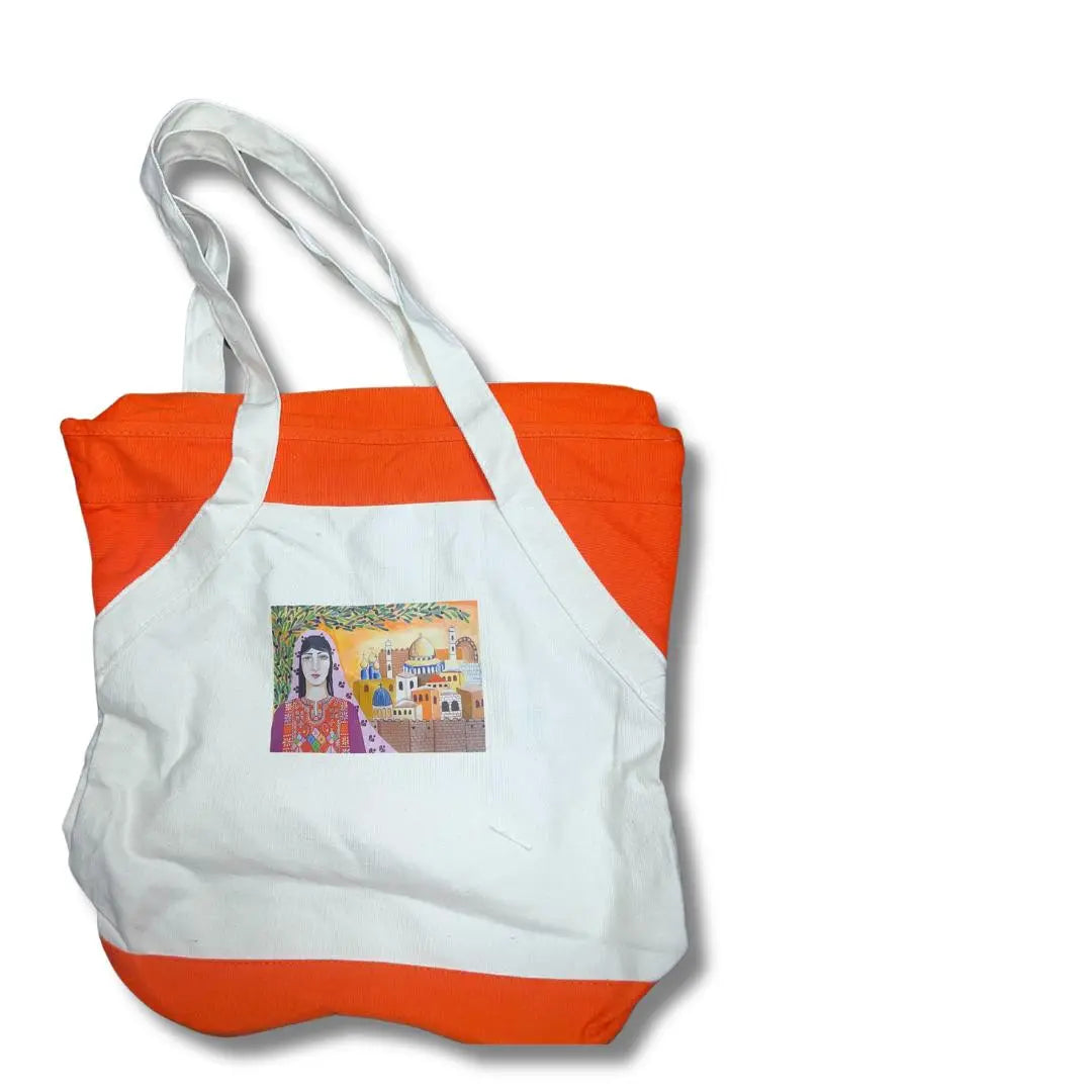 Handmade Orange Handheld Tote Bag with Palestinian Design – Bold Men&amp;#39;s Accessory