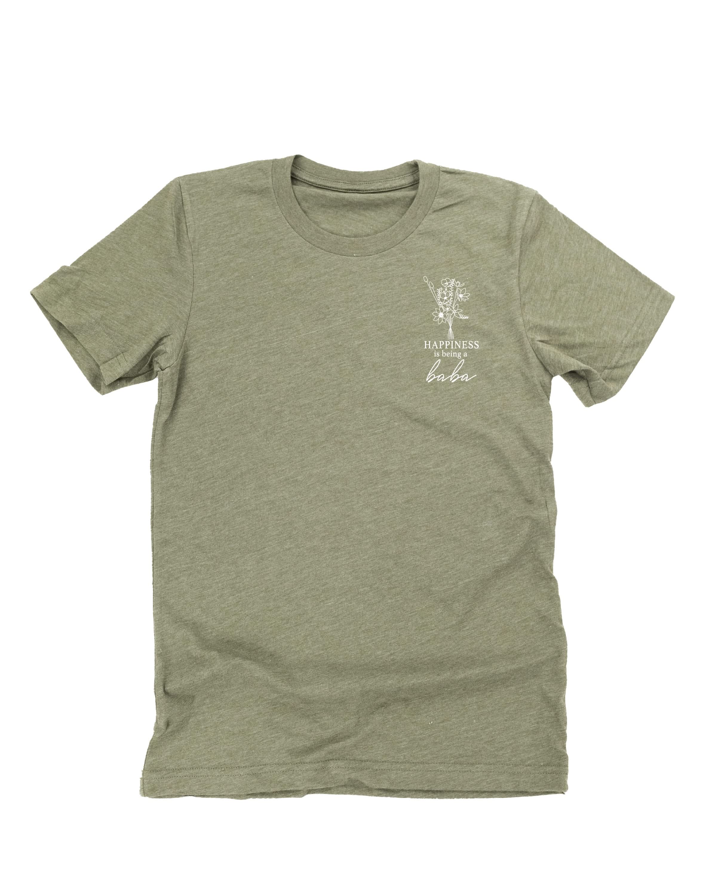 Bouquet Style - &quot;Happiness Is Being a _______&quot; (pocket) - (Choose Your Name) - Unisex Tee