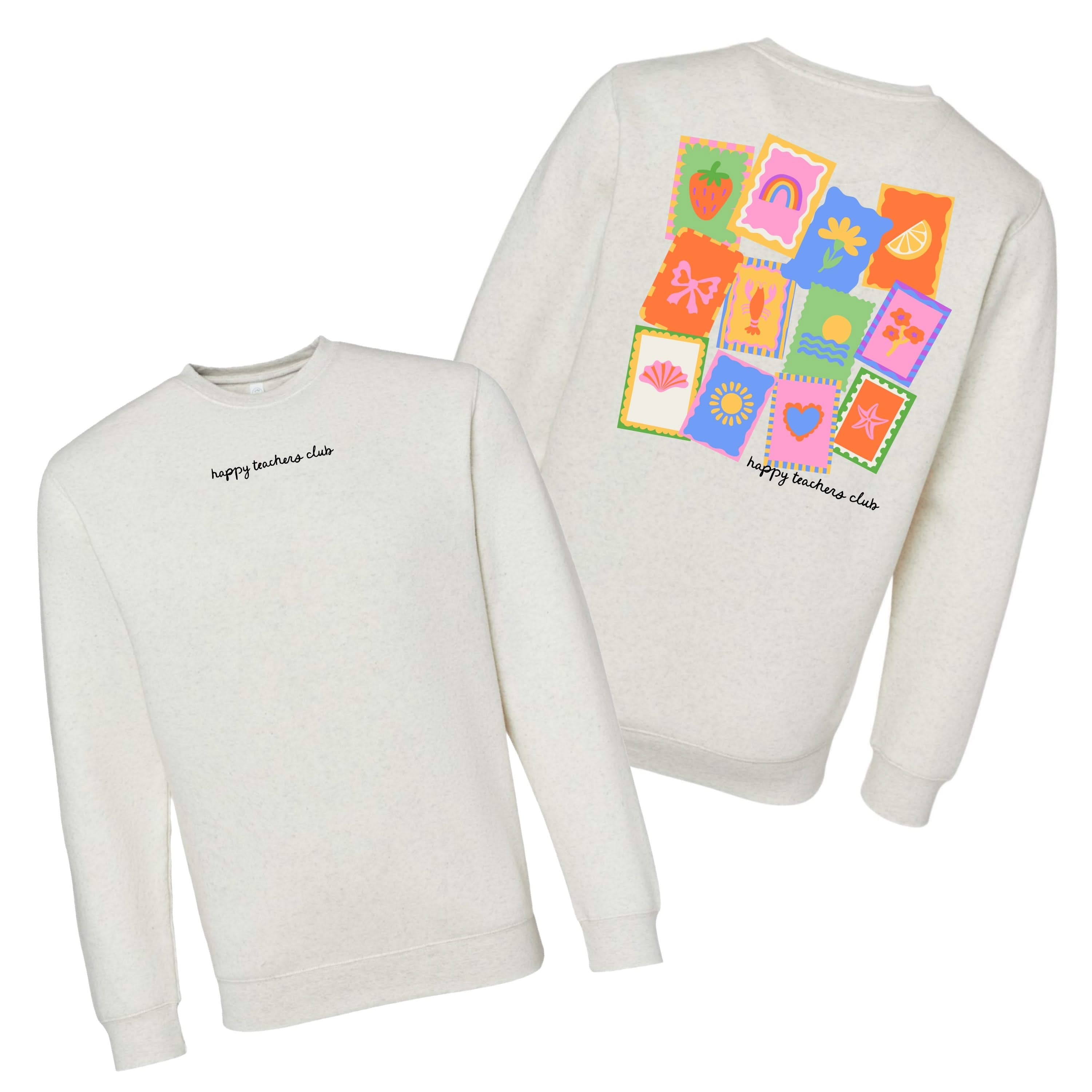 Happy Teachers Club (center &amp; b) - Heathered Natural BASIC Fleece