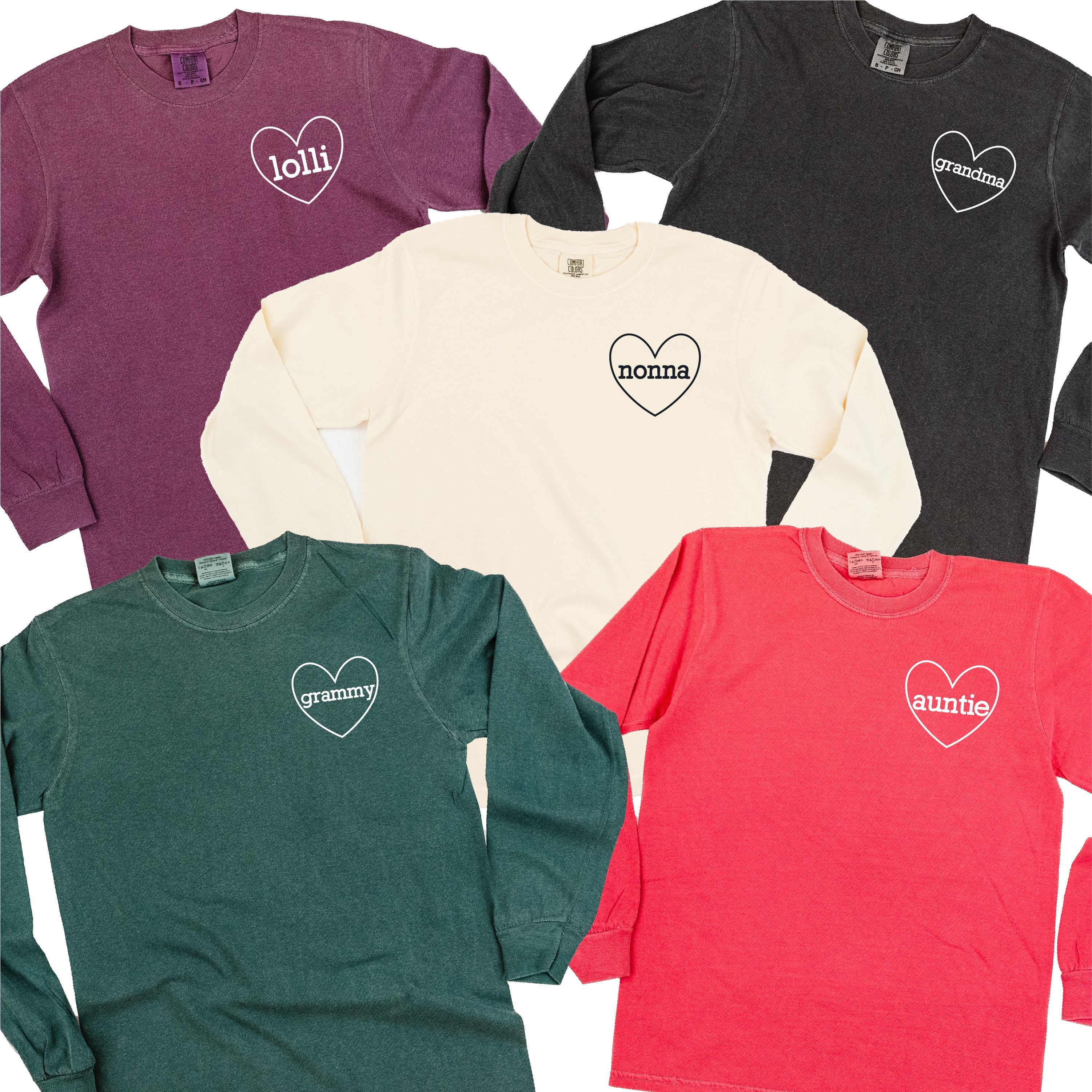 &amp;quot;______ (Heart Around) - (Choose Your Grandma Name)&amp;quot; - Long Sleeve Comfort Colors Tee