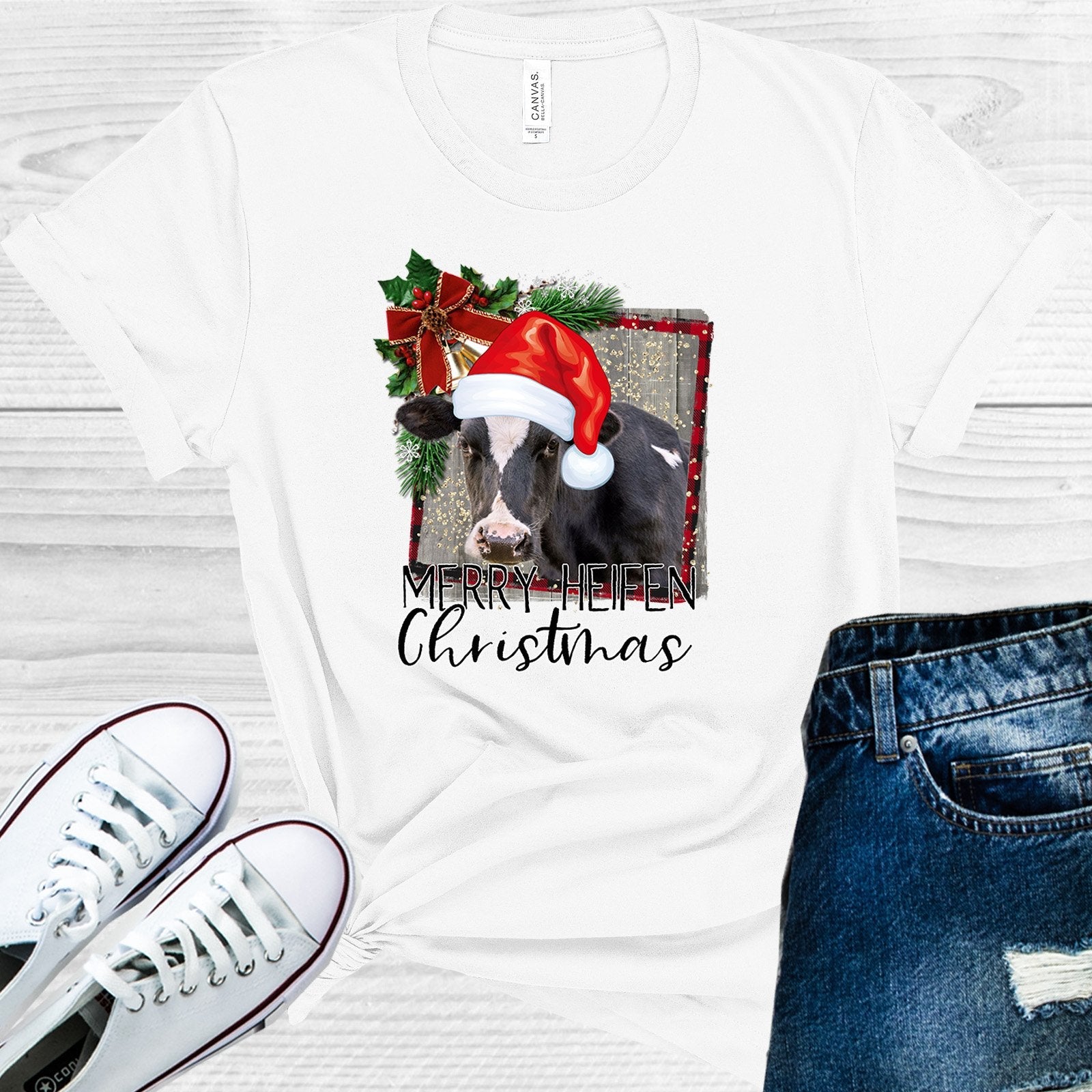 Merry Heifen Christmas Graphic Tee