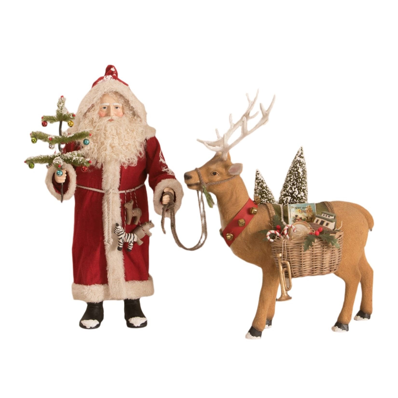 Vintage Santa and Prancer Toy Delivery by Bethany Lowe