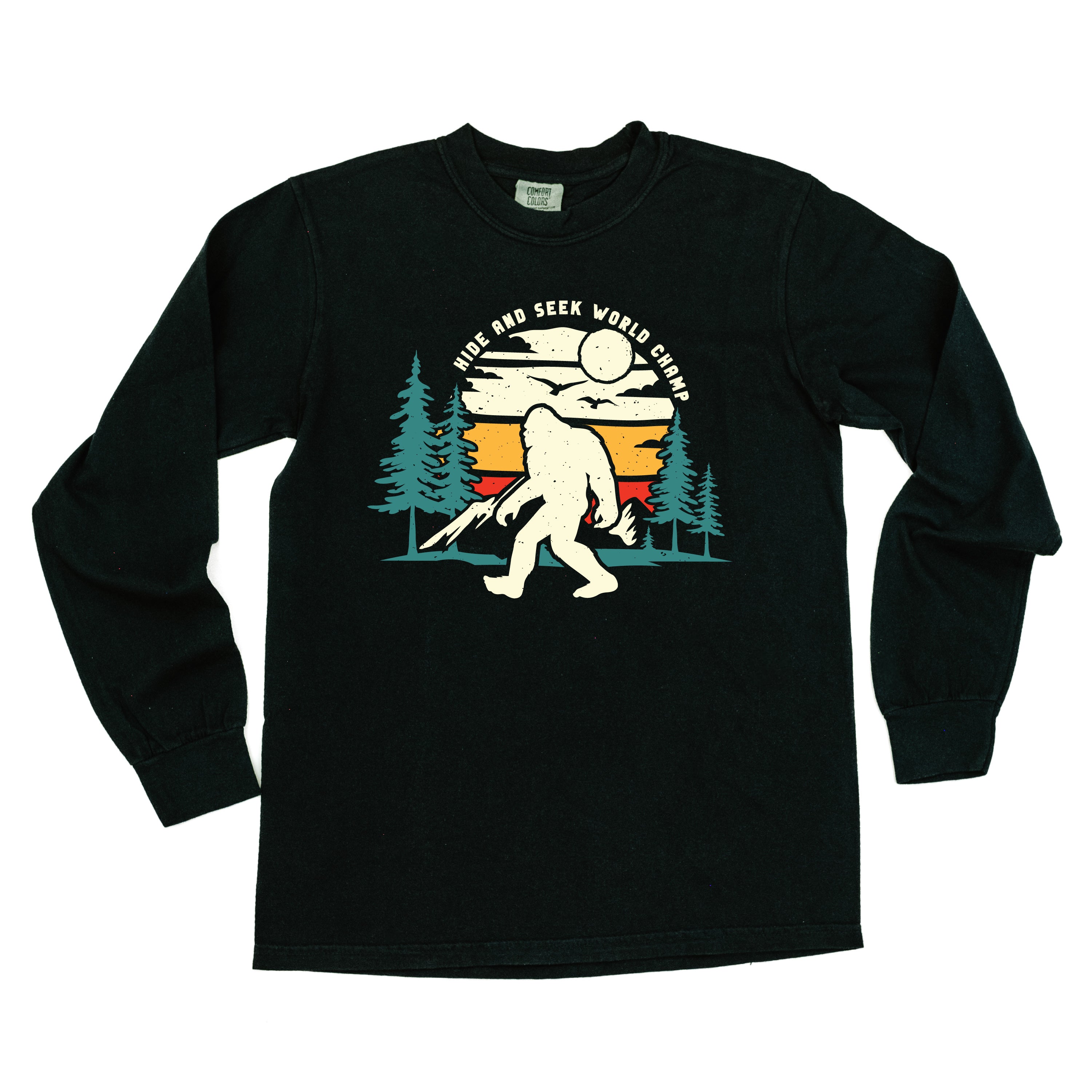 Big Foot - Hide And Seek World Champ - Black Long Sleeve Comfort Colors Tee