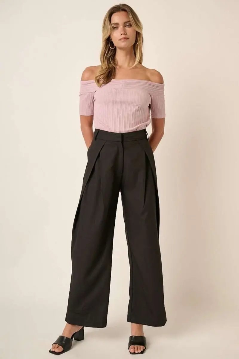 Trendsi Linen Blend Trousers Women&amp;#39;s High-Waisted Wide Leg Pants Deep Pleats, USA Ship