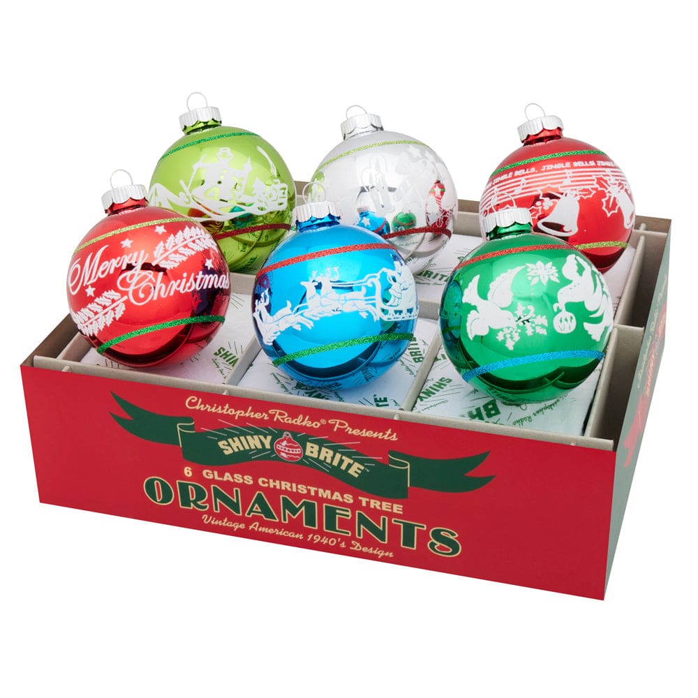 Holiday Splendor 6 Count 3.25&amp;quot; Signature Flocked Rounds by Shiny Brite