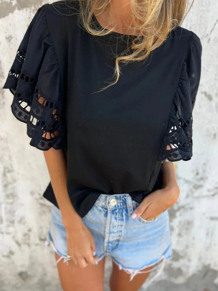 Hollow Out Sleeve Casual Blouse