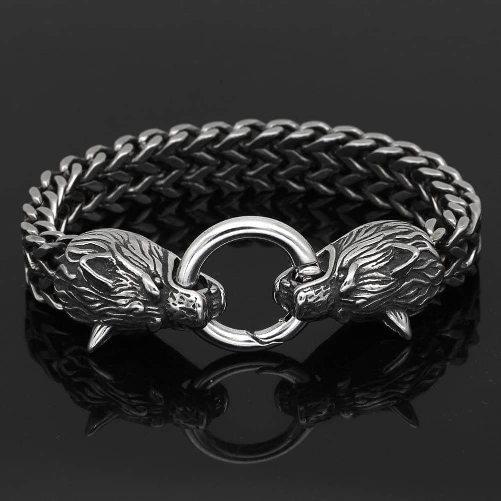Viking Nordic Geri &amp;amp; Freki Stainless Steel Bracelet
