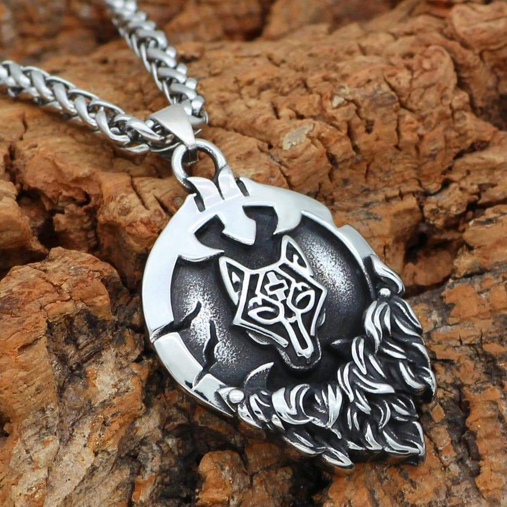 Vikings Nordic Wolf Fenrir Pendant &amp;amp; Necklace