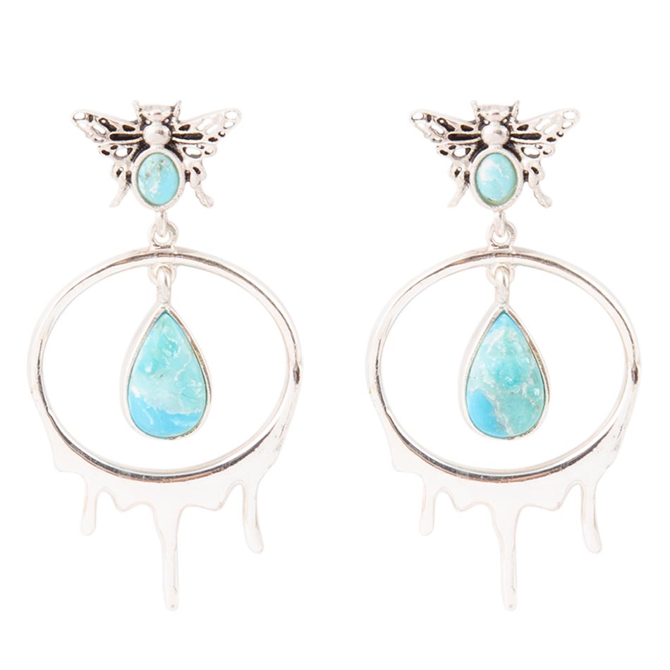 Honey Blue Turquoise Sterling Silver Drop Earrings
