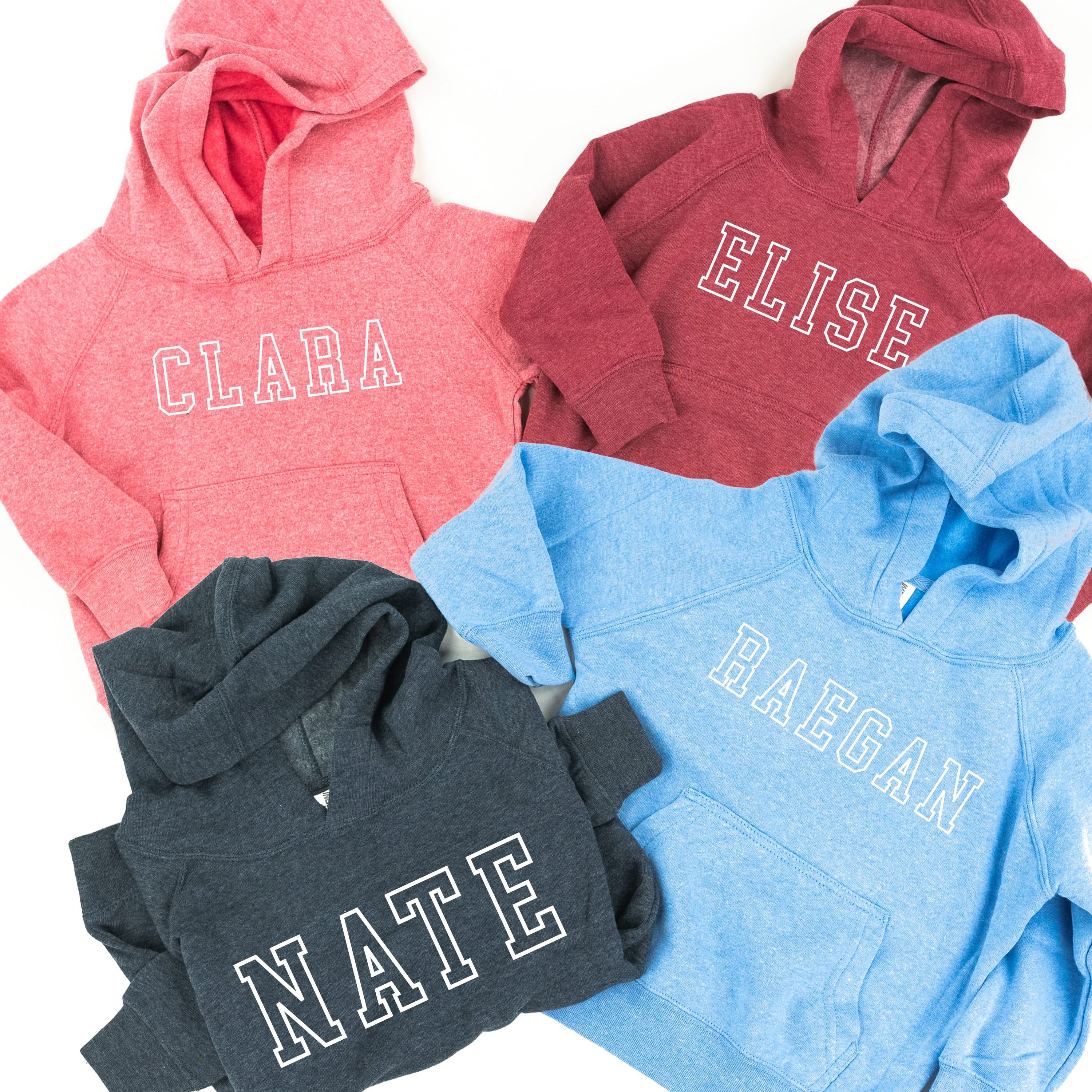 CUSTOM EMBROIDERED OUTLINE NAME - CHILD HOODIE