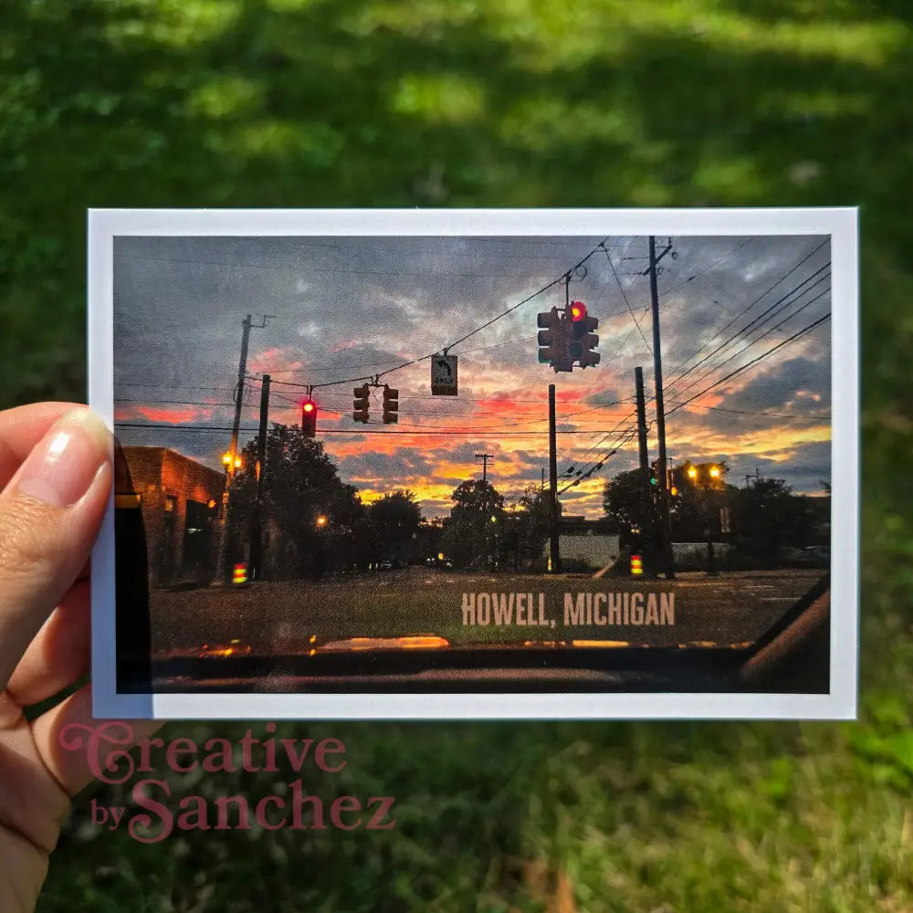 Howell Michigan Postcard – Nighttime Intersection – Original Photography by Creative By Sanchez