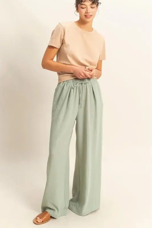 Trendsi Wide Leg Pants Women&amp;#39;s Casual Comfy Elastic Waist Trousers