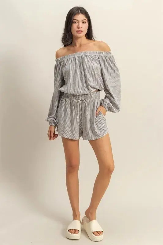 Off Shoulder Set Women&amp;#39;s Loungewear Two Piece Set USA Shipped