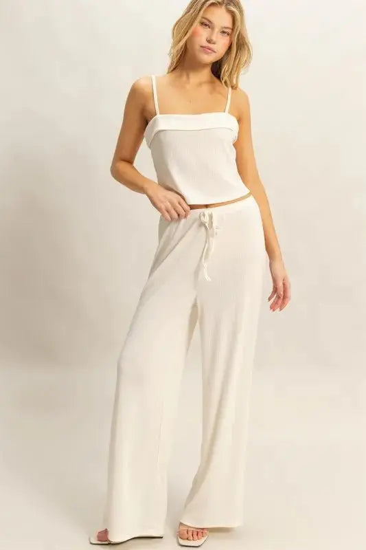 Trendsi Rib Knit Set Women&amp;#39;s Loungewear Cami Top &amp;amp; Pants Two Piece Set USA Shipped