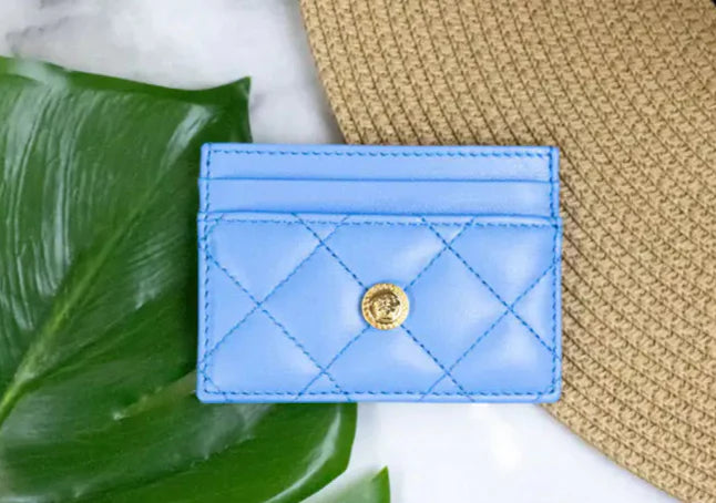 Style Loft Collection x Versace Mini Medusa DV Blue Quilted Leather Card Case