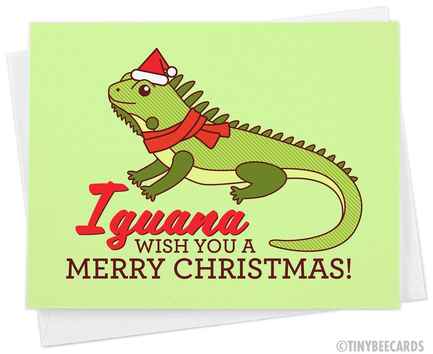 Iguana Pun Christmas Card &amp;quot;Iguana Wish You A Merry Christmas!&amp;quot;
