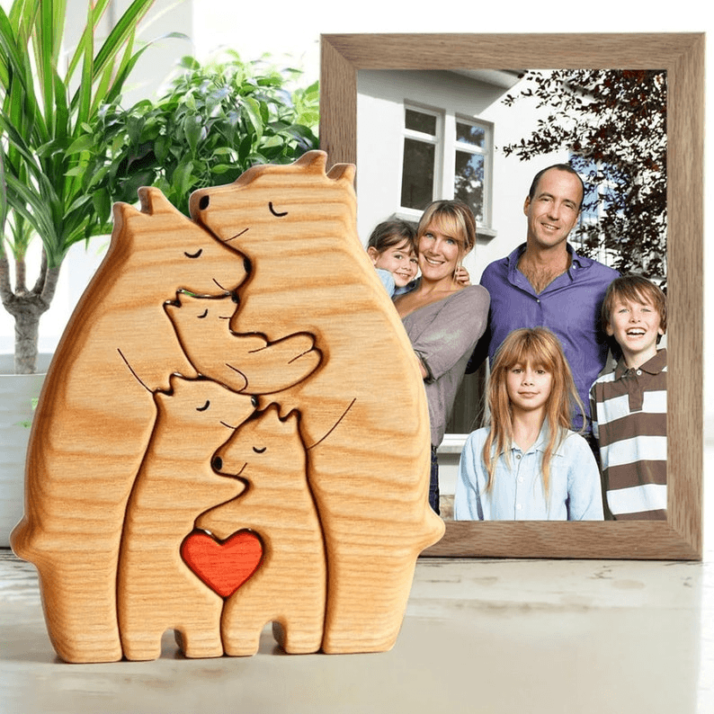 We Are One Wooden Bear Family Puzzle - Gift for Family Members, Parent, Grandparent, Mom and Dad, Grandma & Grandpa, Mother's Day, Father's Day