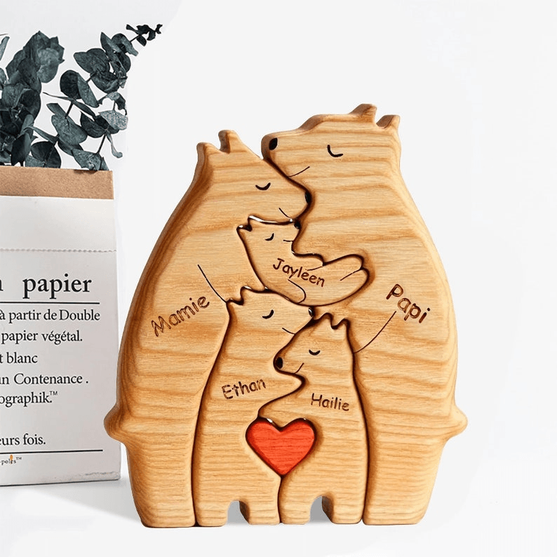 We Are One Wooden Bear Family Puzzle - Gift for Family Members, Parent, Grandparent, Mom and Dad, Grandma & Grandpa, Mother's Day, Father's Day