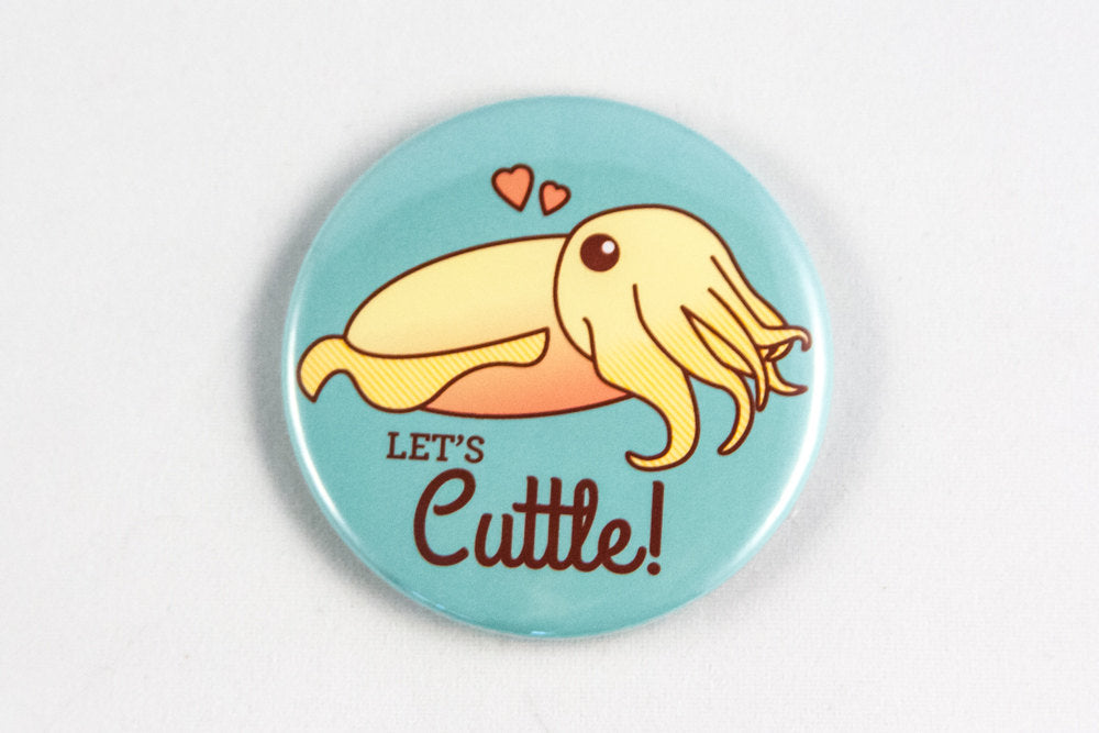 Cuttlefish Valentine Magnet or Pin &amp;quot;Let&amp;#39;s Cuttle!&amp;quot;