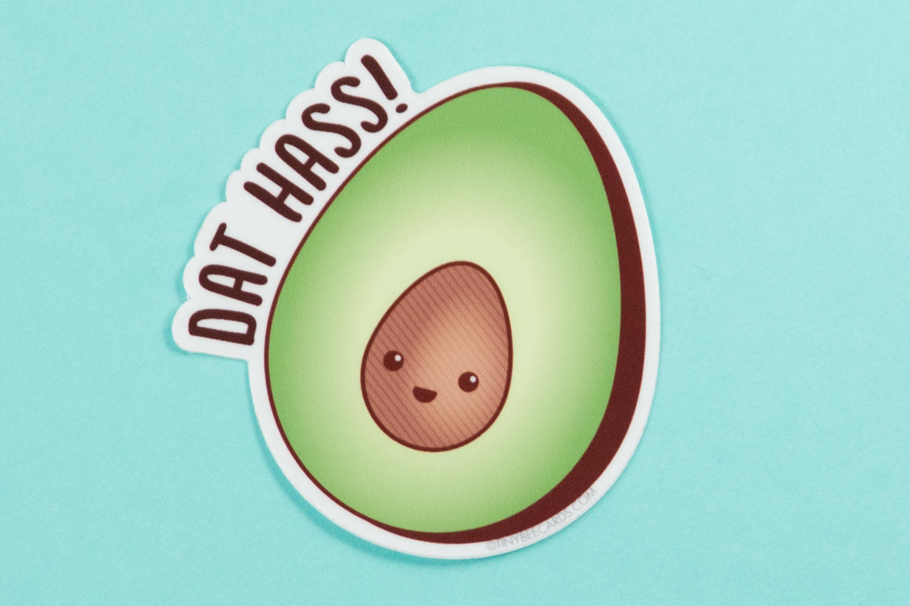 Avocado Vinyl Sticker Pun &amp;quot;Dat Hass!&amp;quot;