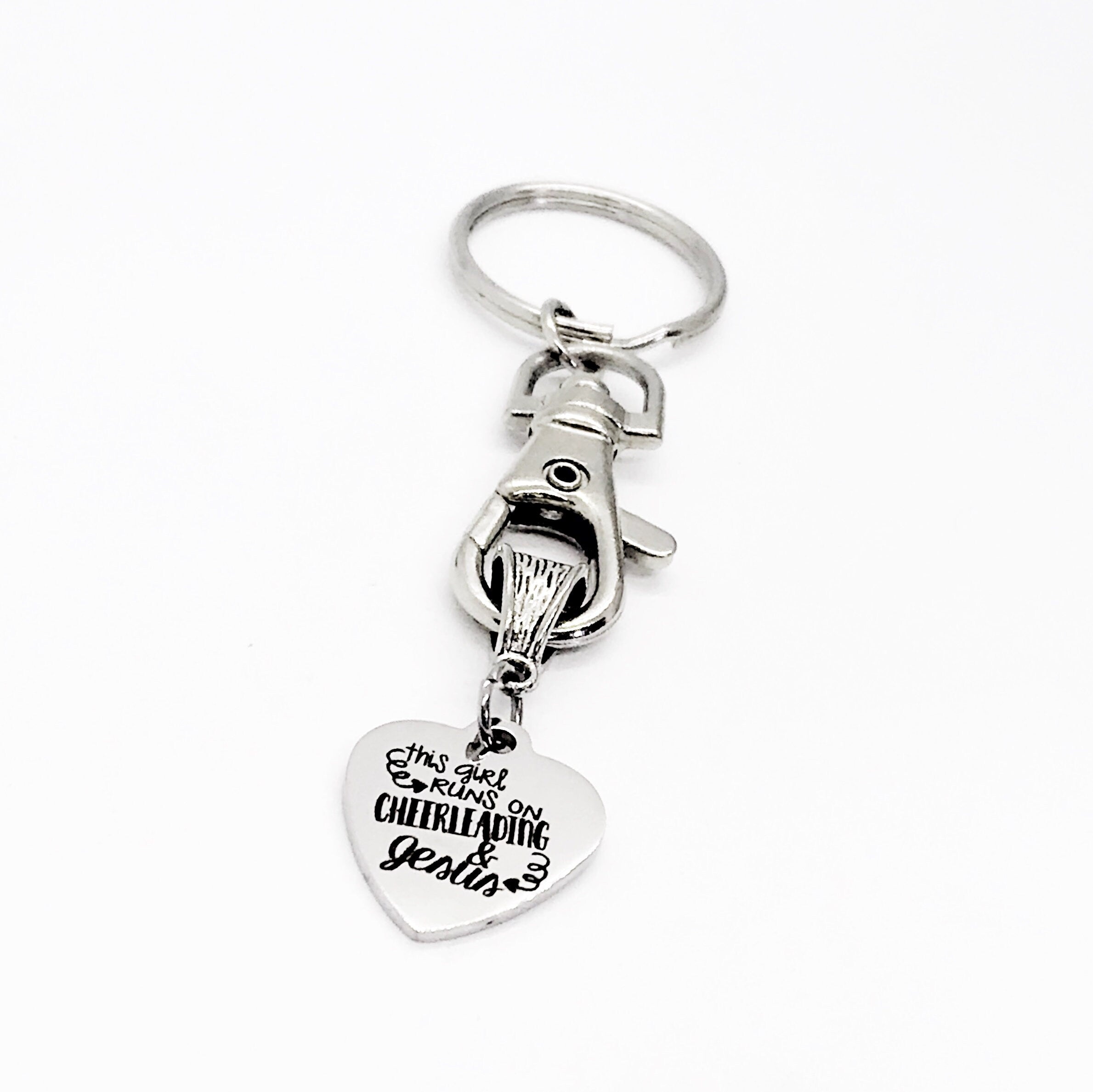 Cheerleader Gift, Christian Cheerleader, This Girl Runs On Cheerleading And Jesus Keychain, Keychain Gift, Cheerleader Keychain, Cheer Squad