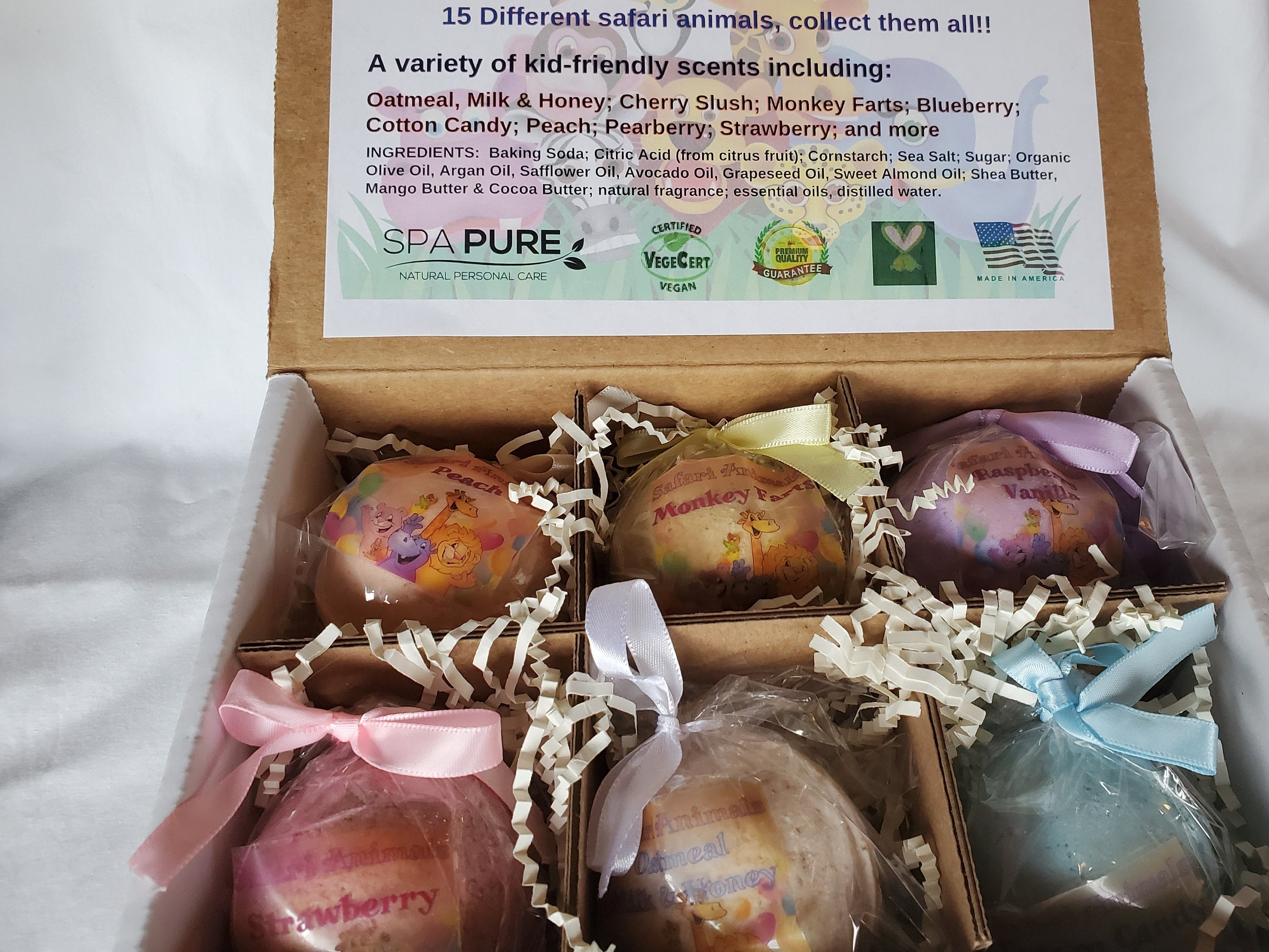 GIFT SET with 6 SAFARI Animals Bath Bombs with &amp;quot;Surprise&amp;quot; Jungle Animals inside