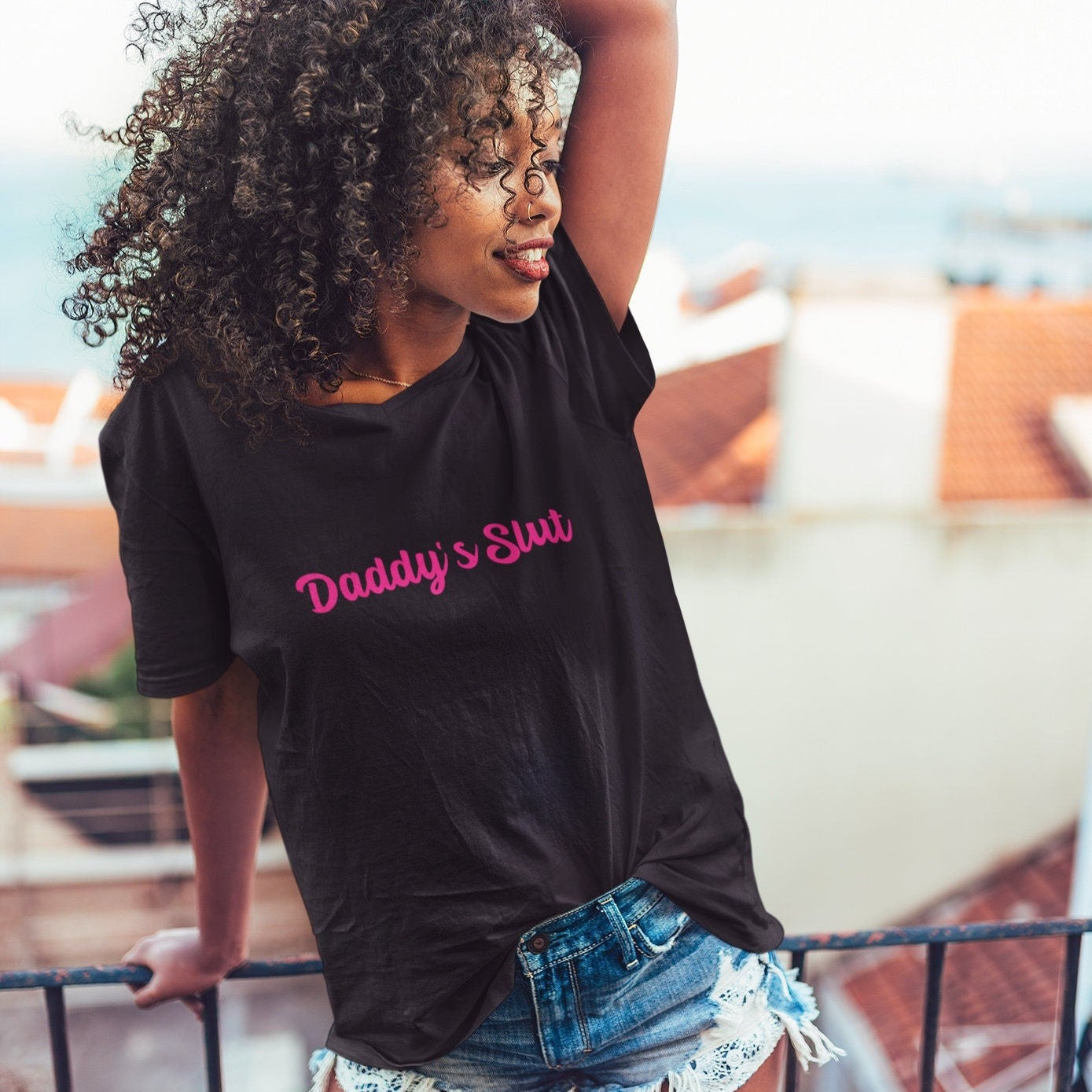 Daddy&amp;#39;s Slut Unisex Short Sleeve V-Neck T-Shirt