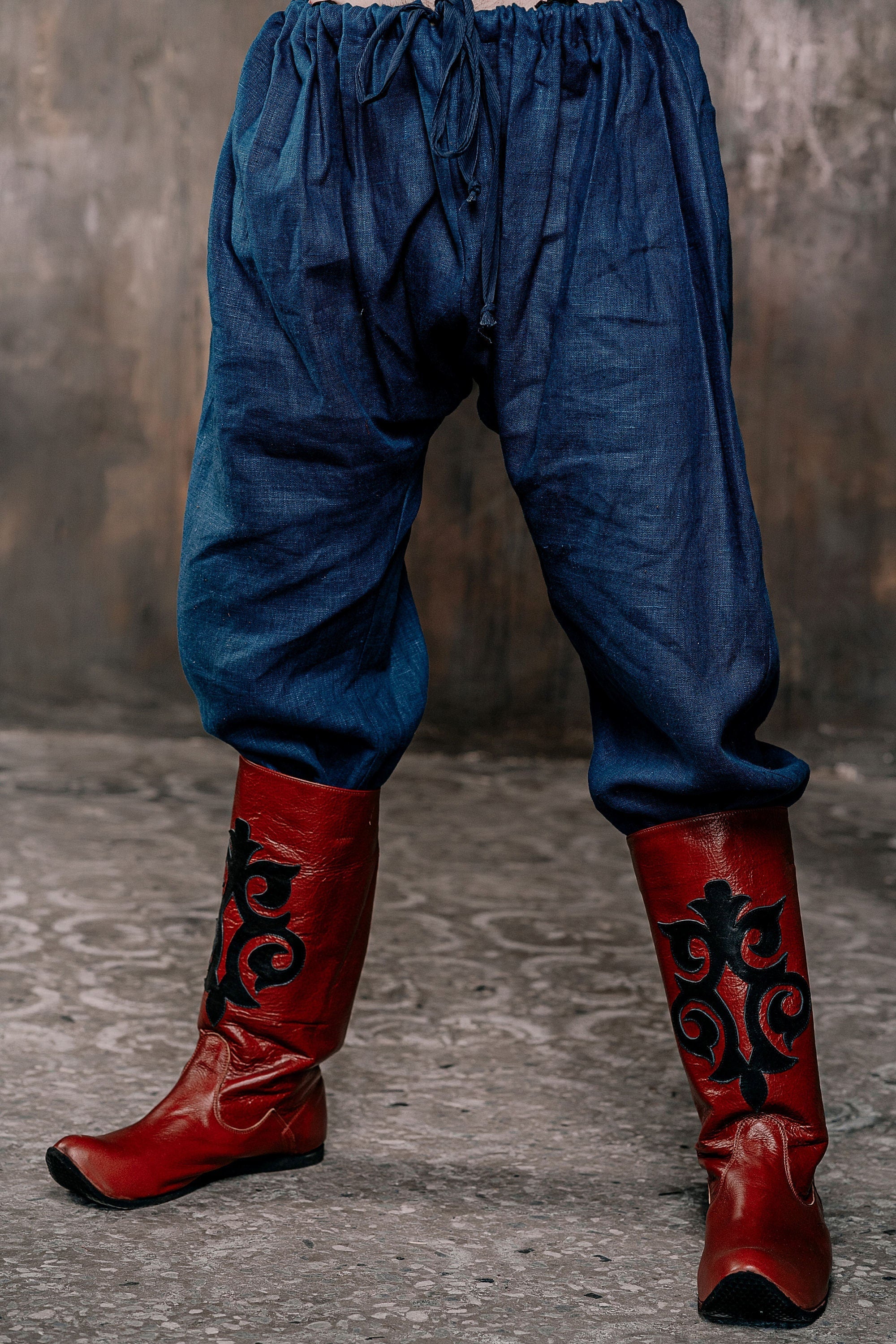 Men&amp;#39;s blue linen pants