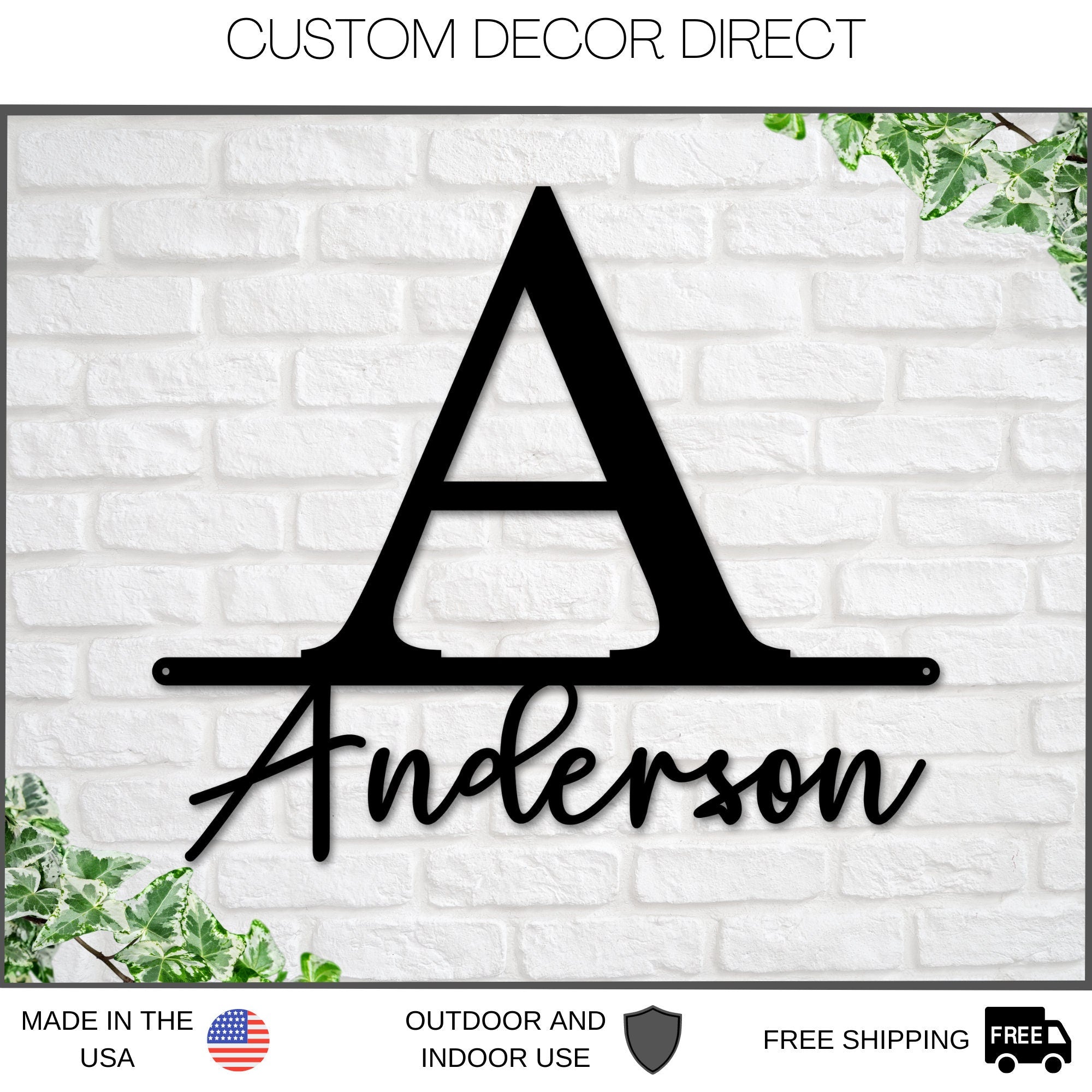 Black Friday, Cyber Monday Sale, Personalized Family Name Metal Sign, Last Name Sign, Initial, Metal Monogram, Door Hanger, Gift