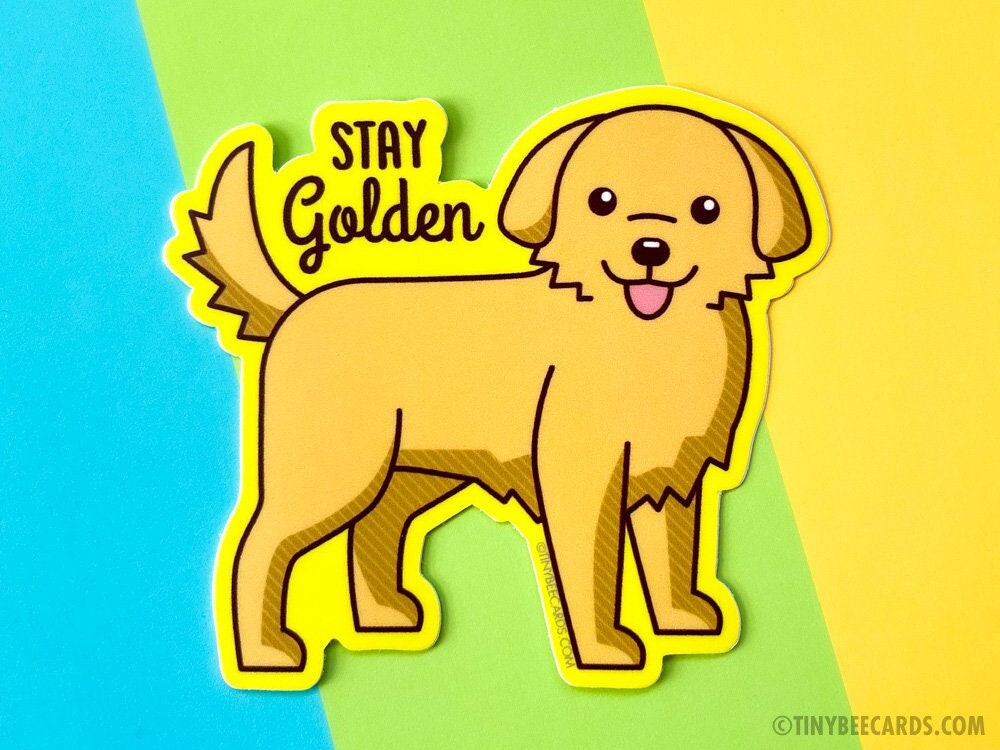 Cute Golden Retriever Dog Vinyl Sticker &amp;quot;Stay Golden&amp;quot;