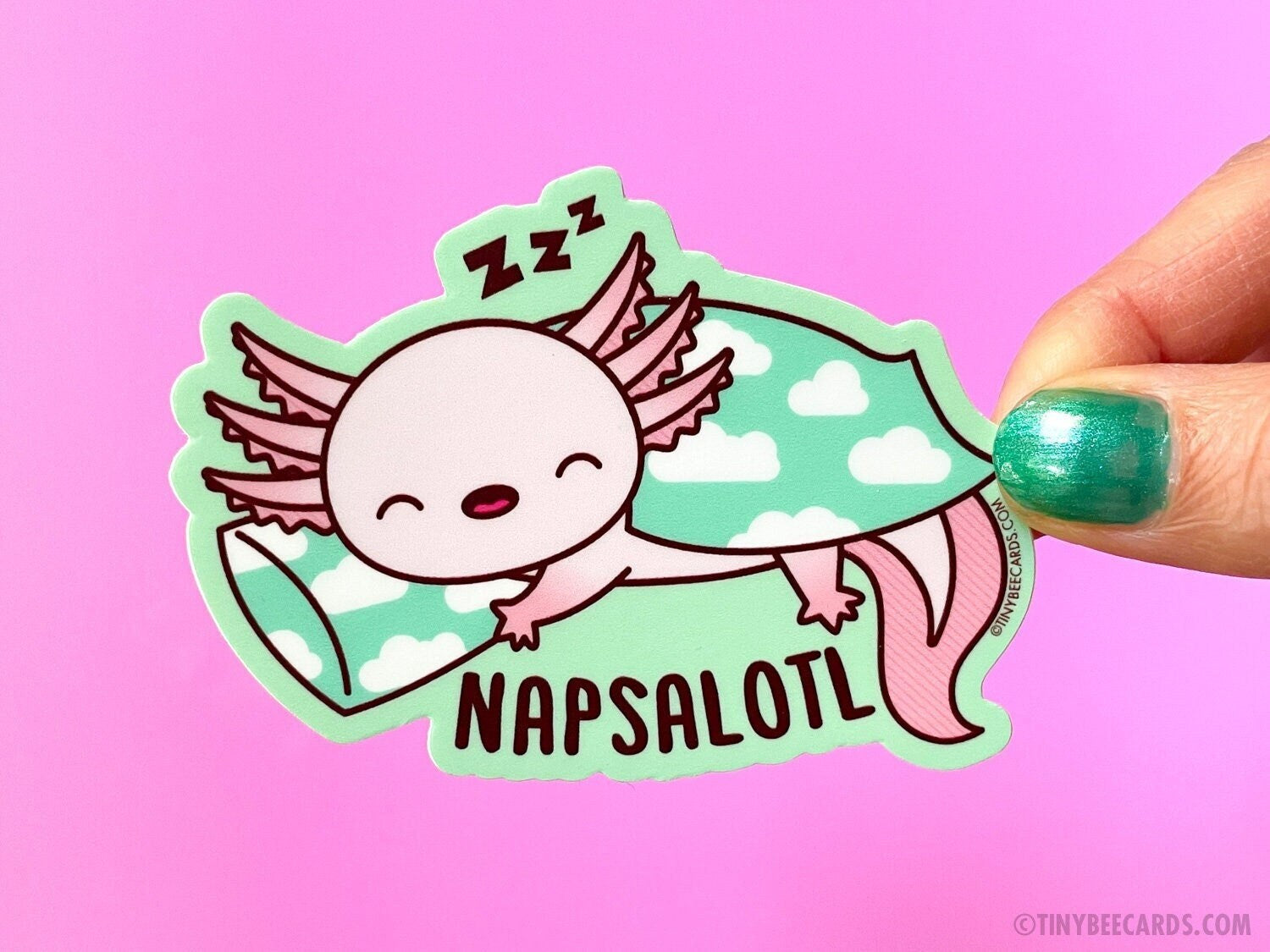 Axolotl Vinyl Sticker &amp;quot;Napsalotl&amp;quot;