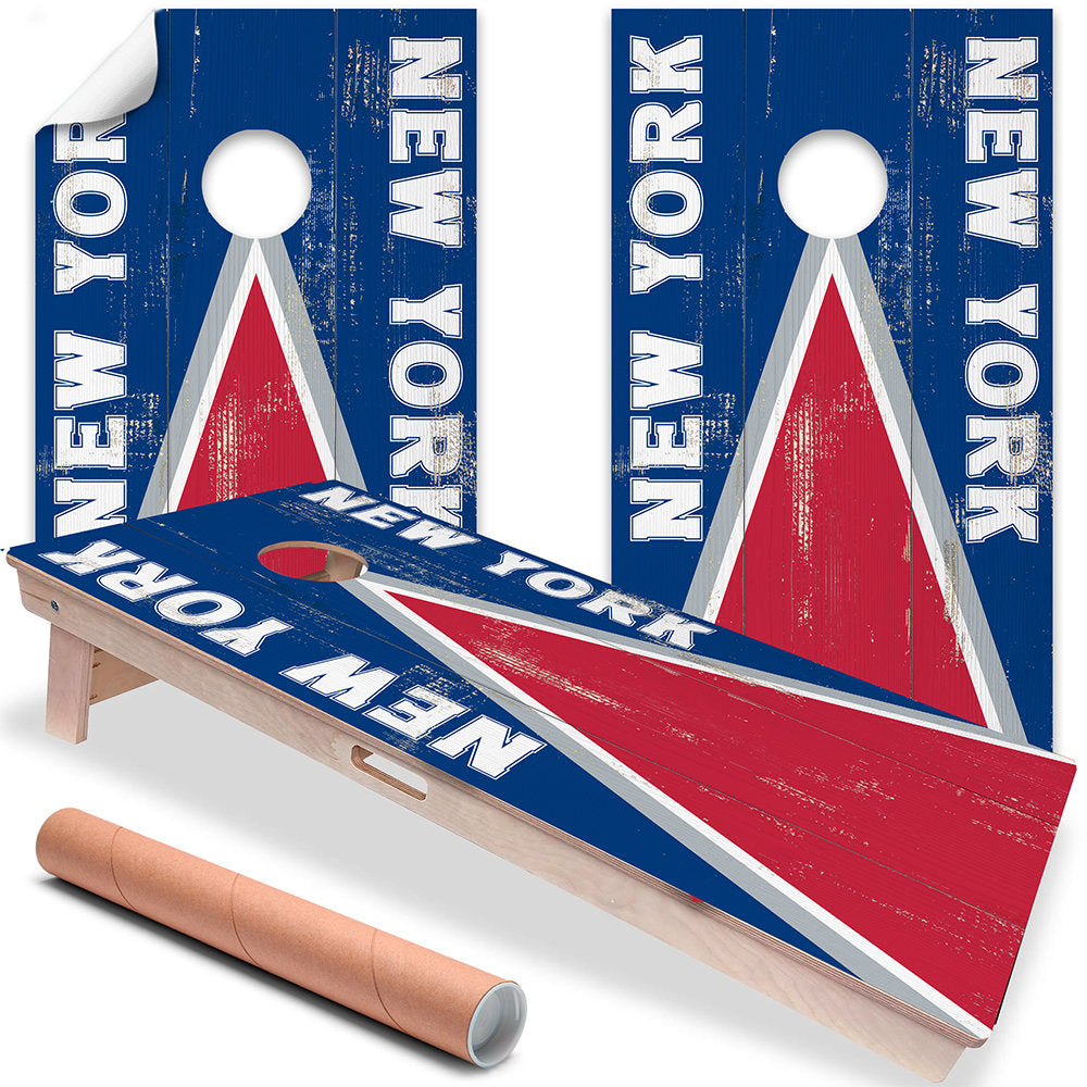 New York Blue Red Football - Cornhole Board Wrap - Set of 2
