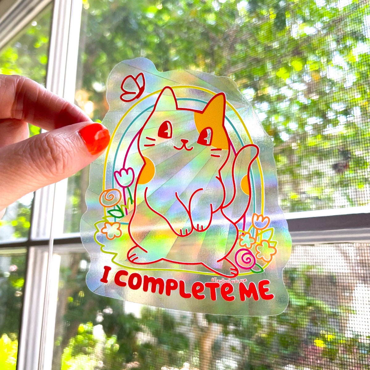 Cat Self Love Suncatcher Rainbow Maker Decal