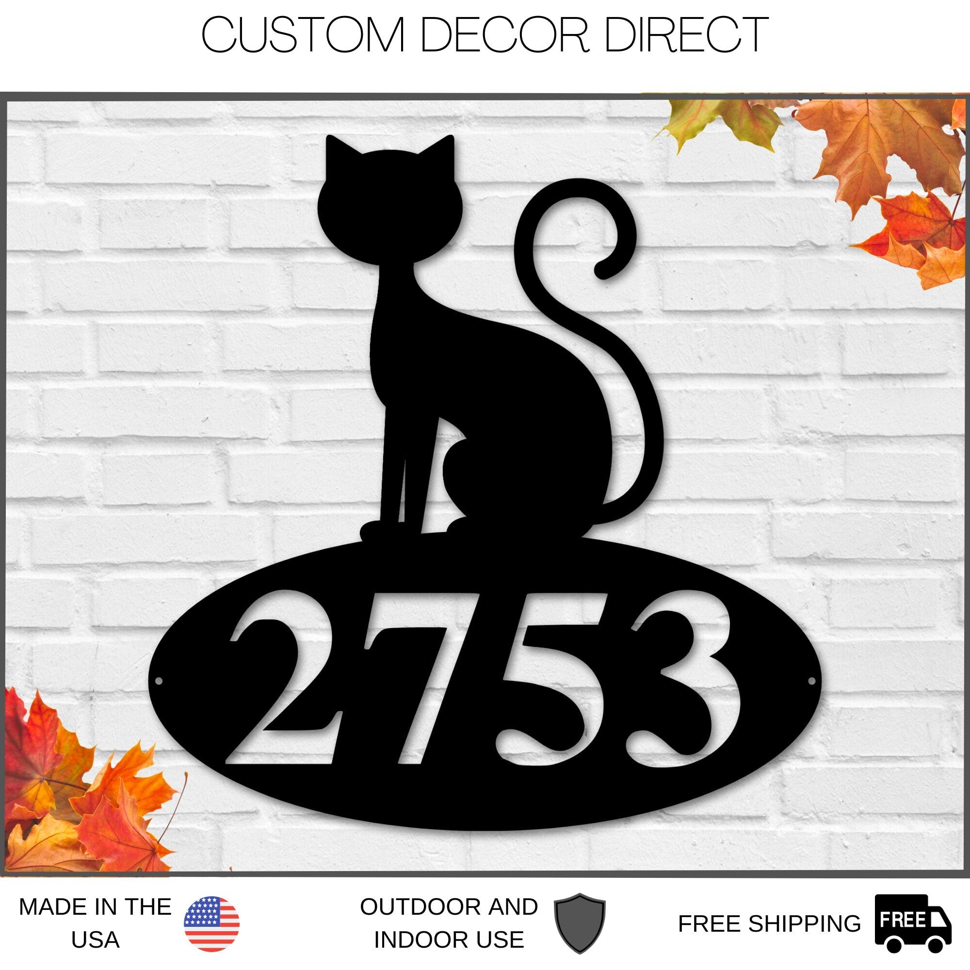Halloween House Number Sign, Custom Halloween Address Sign, Black Cat Address Sign, Outdoor House Number