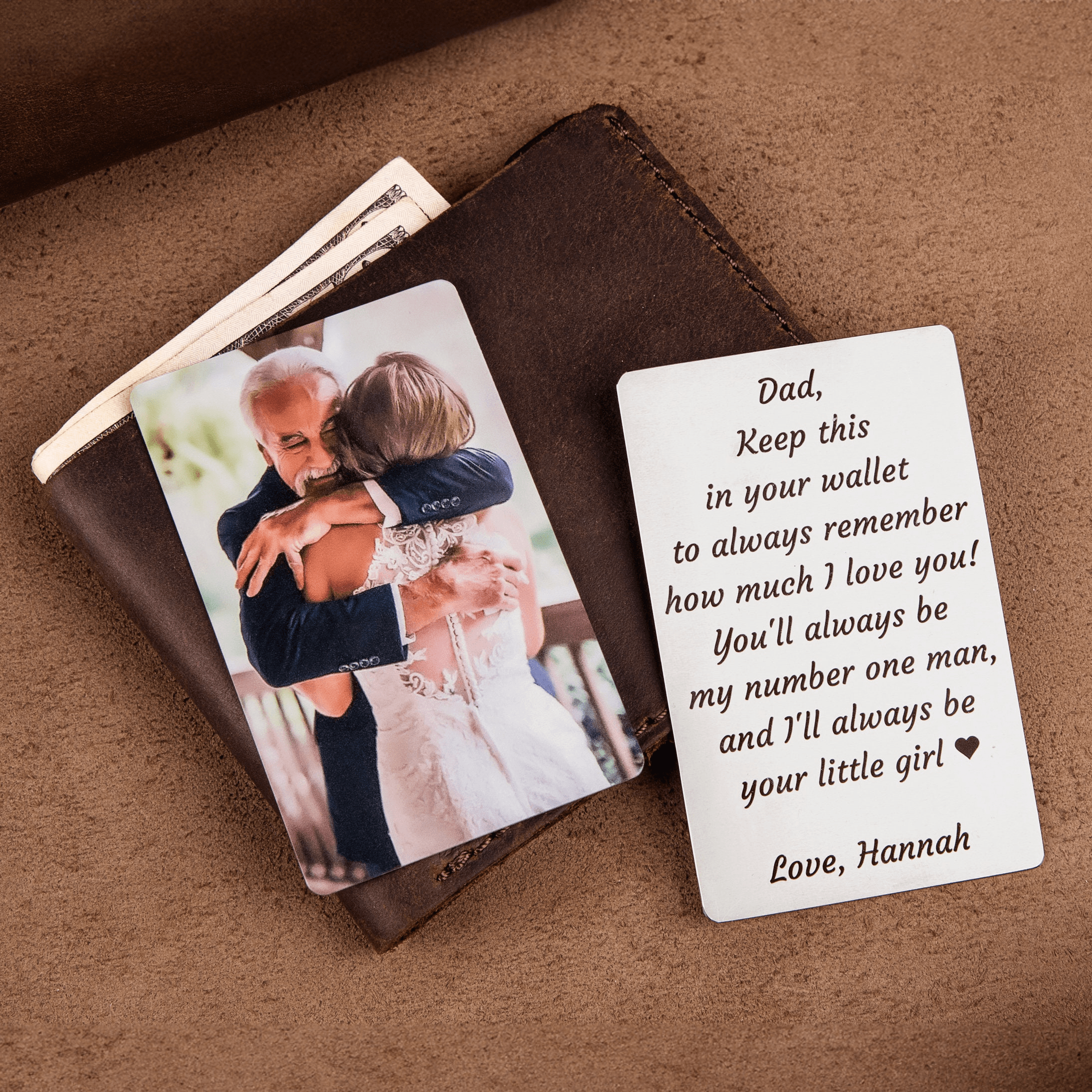 Custom Photo Wallet Insert Card - Personalized Double-Sided Aluminum Wallet Card - Gift for Dad or Grandpa | Birthdays, Father&amp;#39;s Day, or any occasion