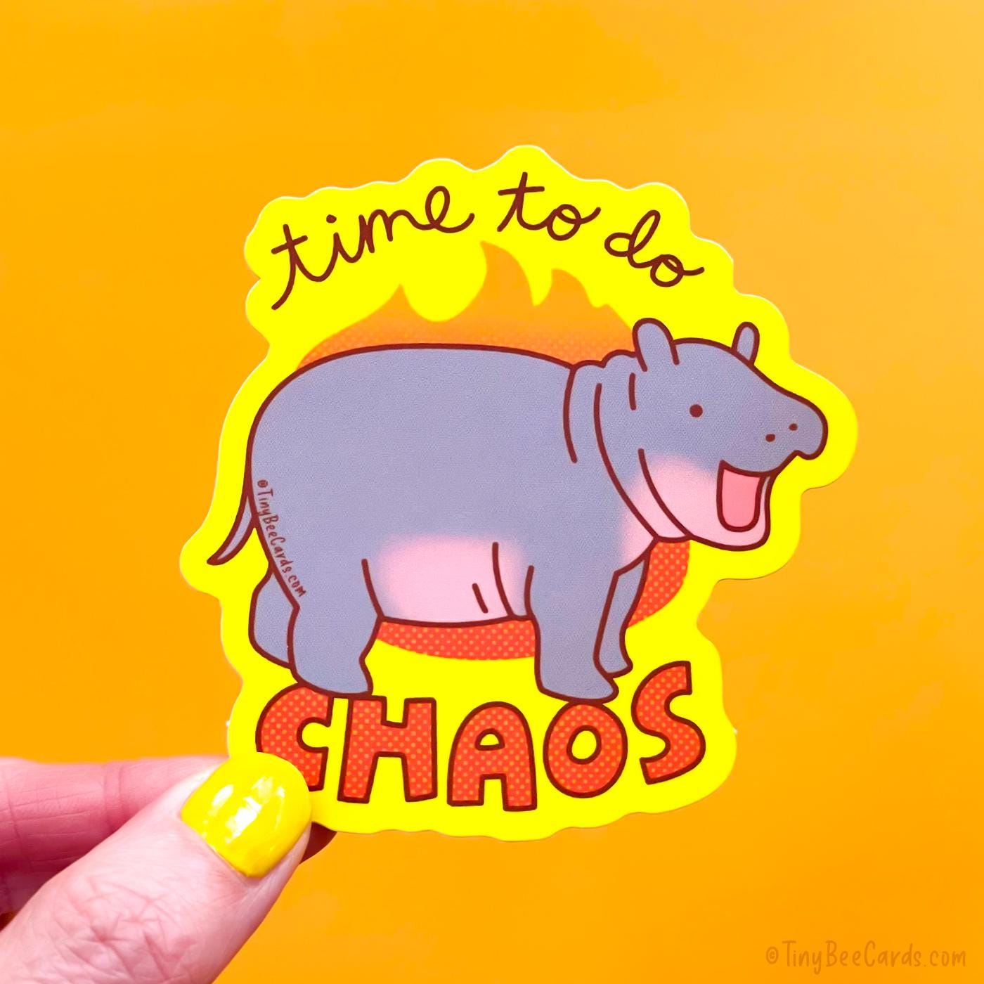 Baby Pygmy Hippo Vinyl Sticker - Time to do Chaos