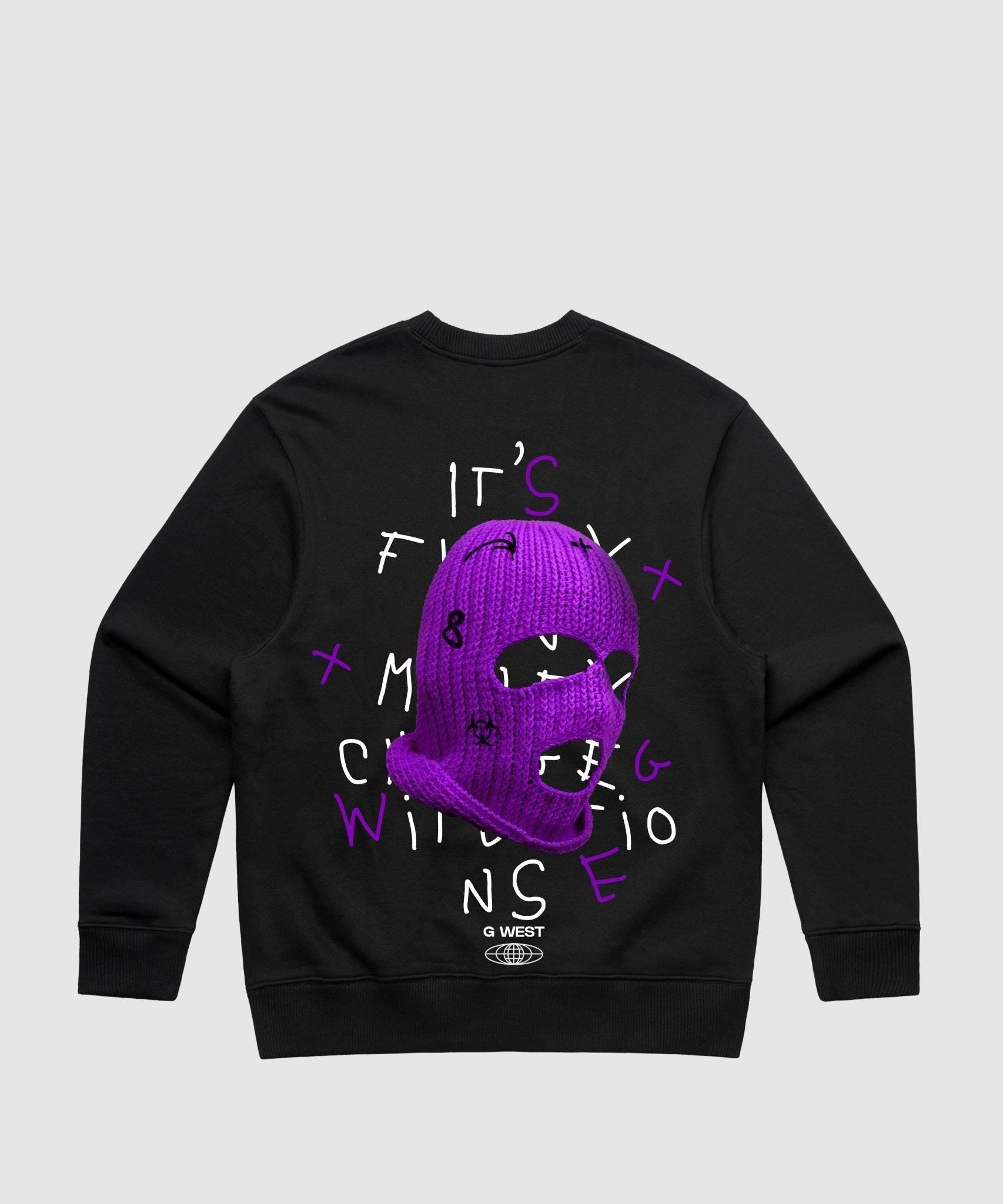 G West Purple Ski Mask Heavy Premium Crewneck