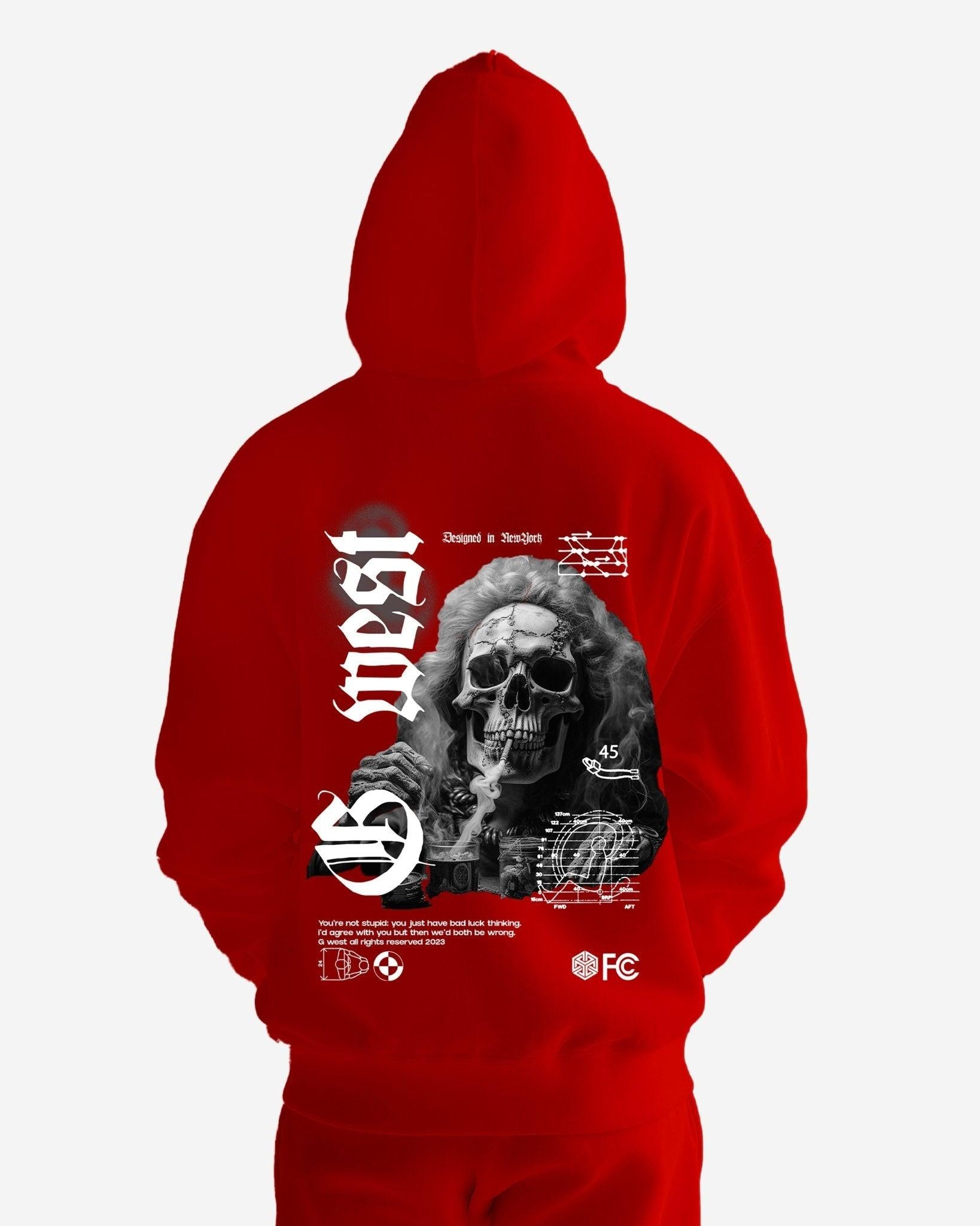 G West Mens Smoke Skull Hoodie