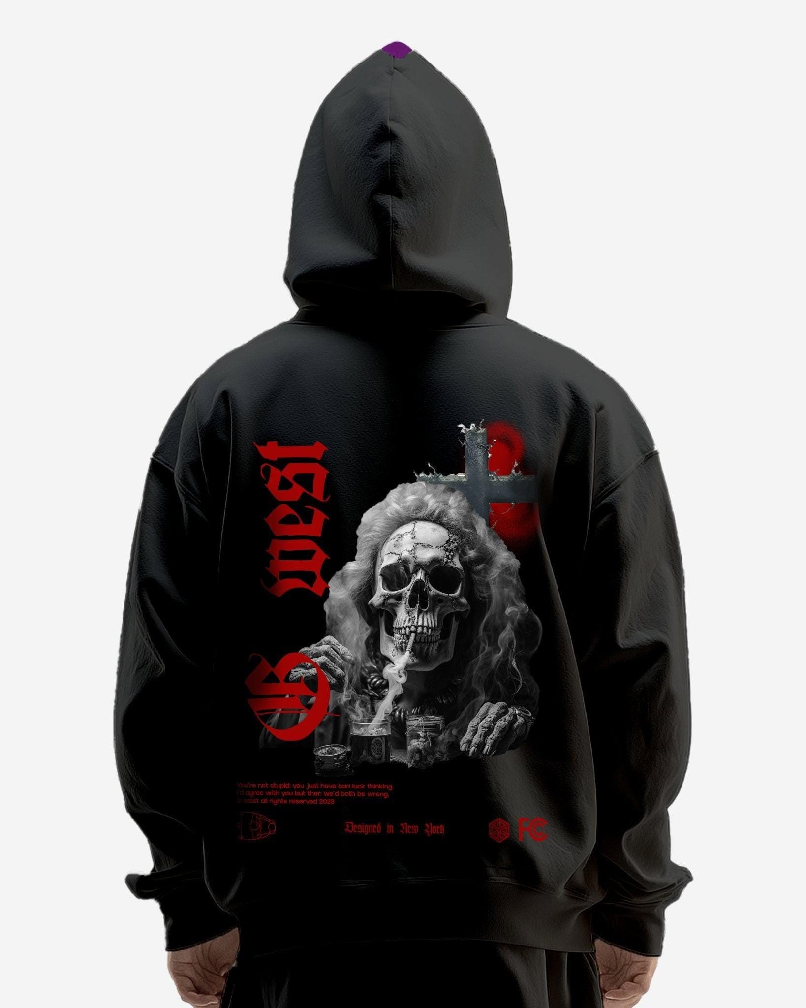 G West Smoke Skull Heavy Premium Hoodie