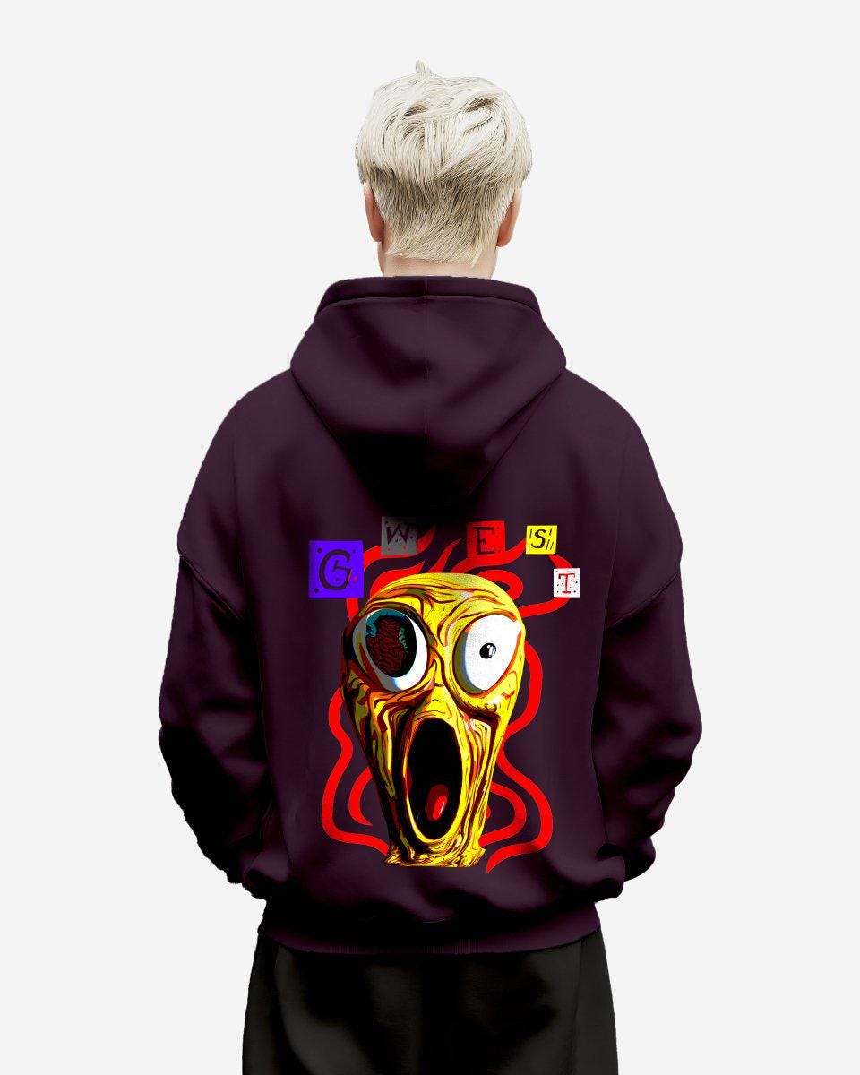 G West Mens Yellow Face Heavy Premium Oversize Hoodie