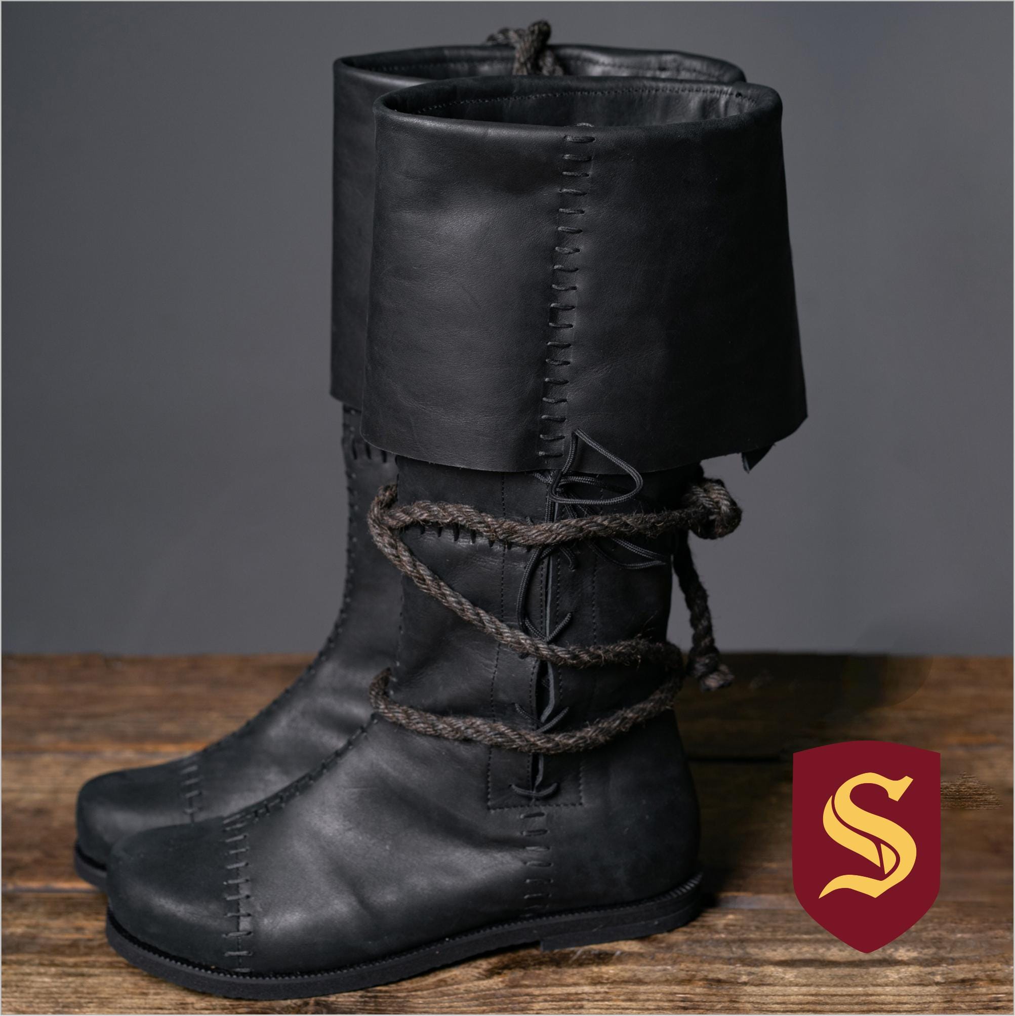Black High Leather Boots &amp;quot;Aragorn&amp;quot;