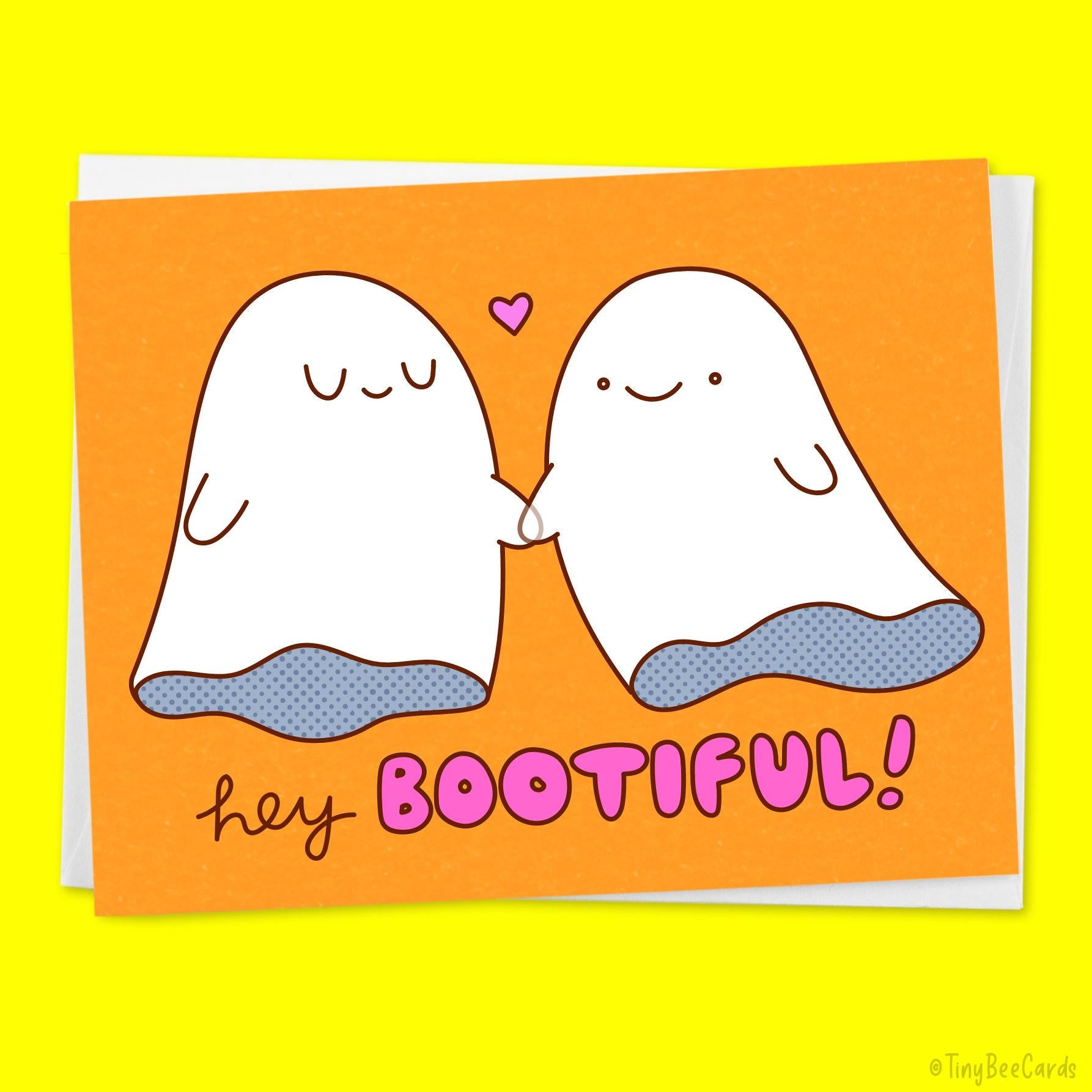 Ghost Halloween or Valentine Love Card &amp;quot;Hey Boo-tiful&amp;quot;