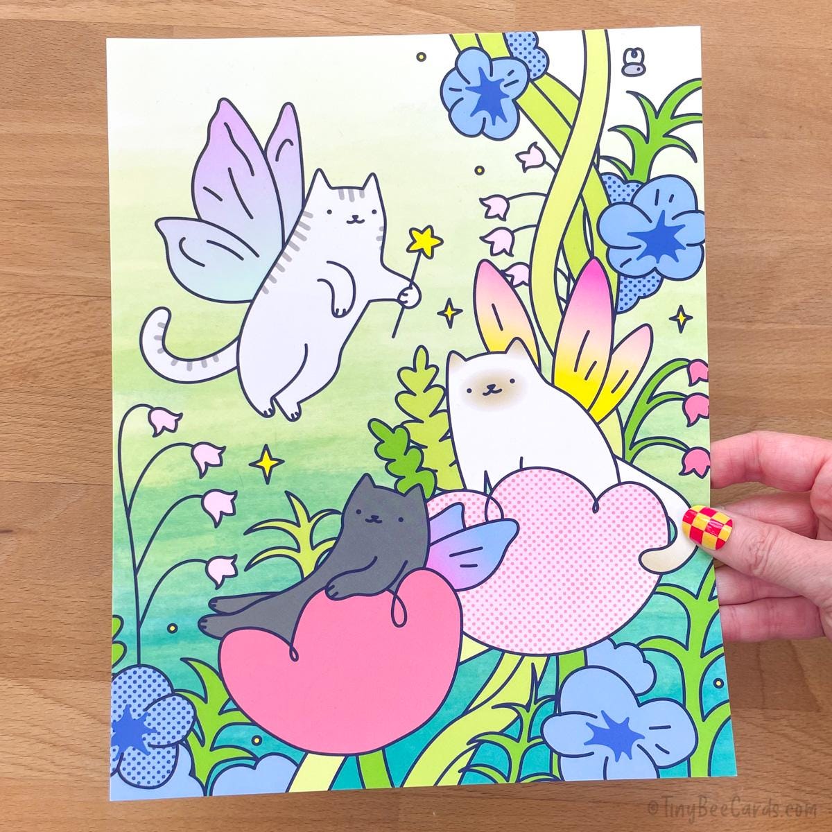 Fairy Cats Whimsical Cute Art Print