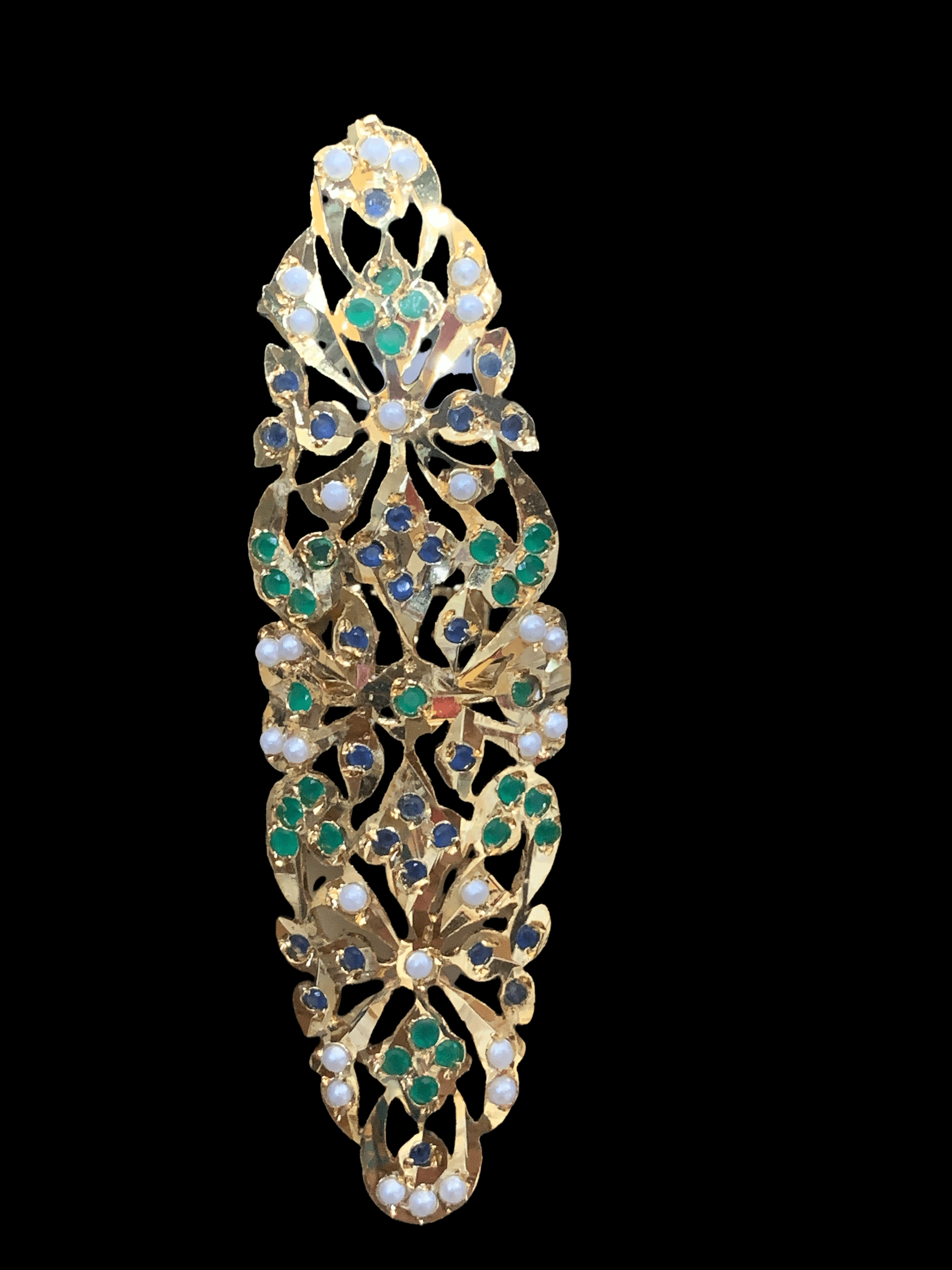 DJR52 Oversized Jadau pearl ring(blue green    ) ( READY TO SHIP)